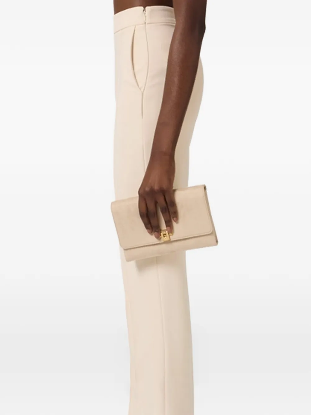 Elisabetta Franchi croc-effect clutch bag - Beige