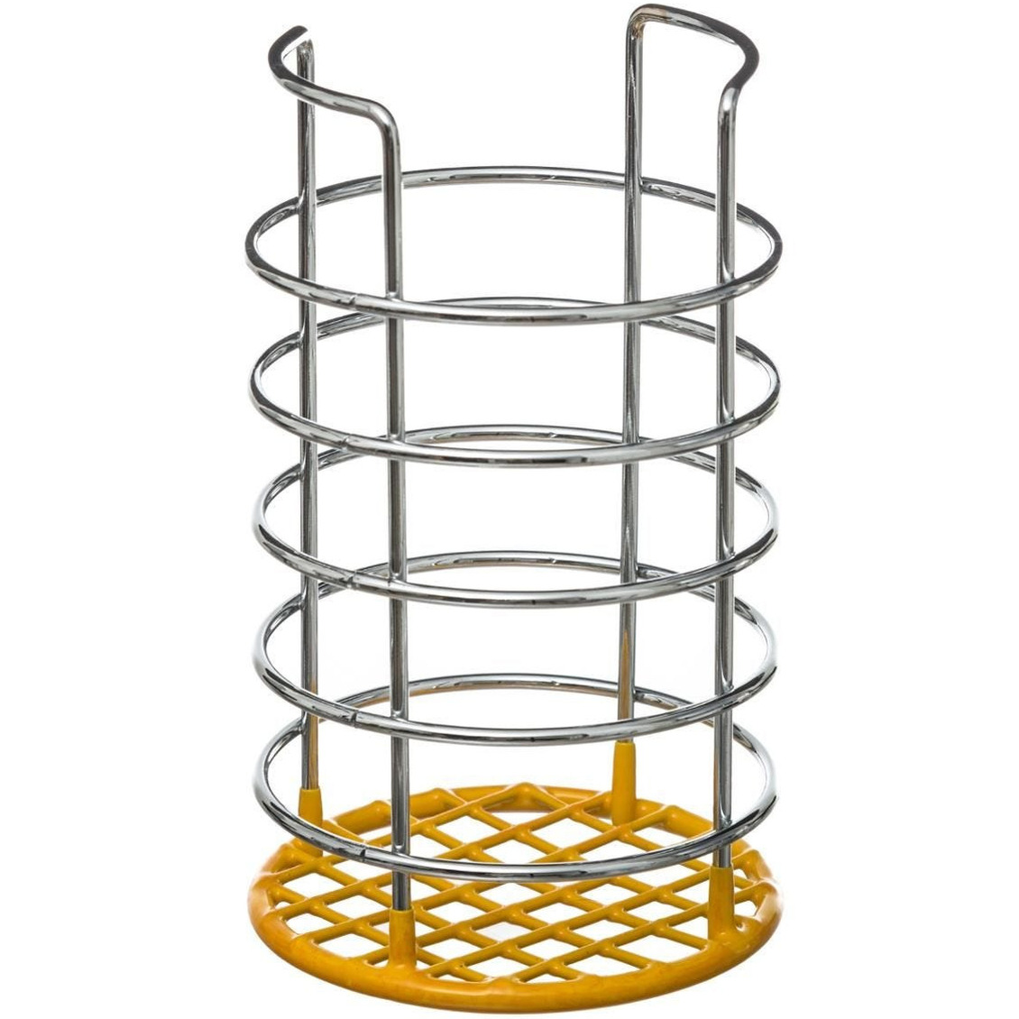 5Five Ronde keukengerei houder - zilver/geel - RVS - Keukengereihouder