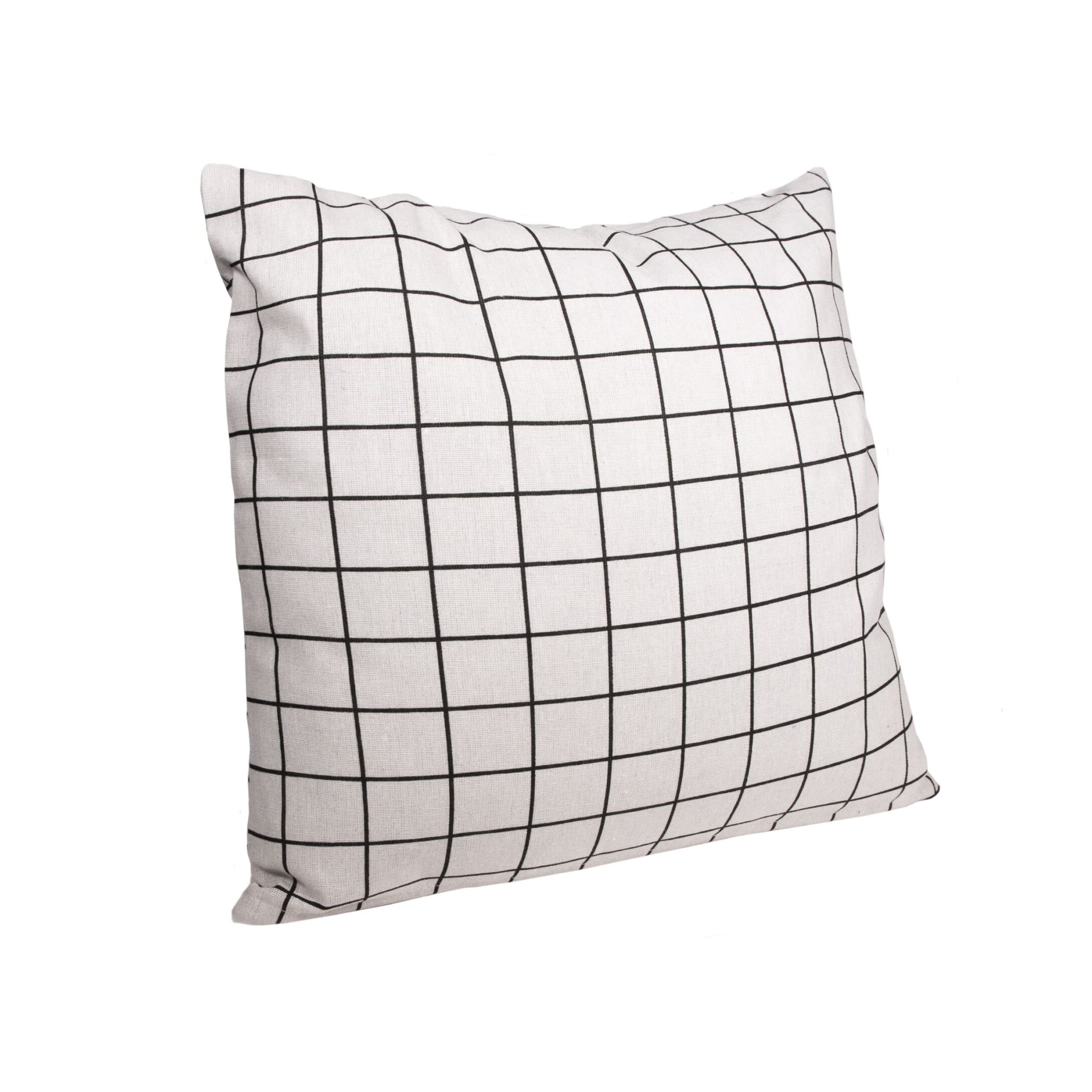 QUVIO Kussenhoes vierkantjes - Verfijnde Jute - 45 x 45 cm - Wit