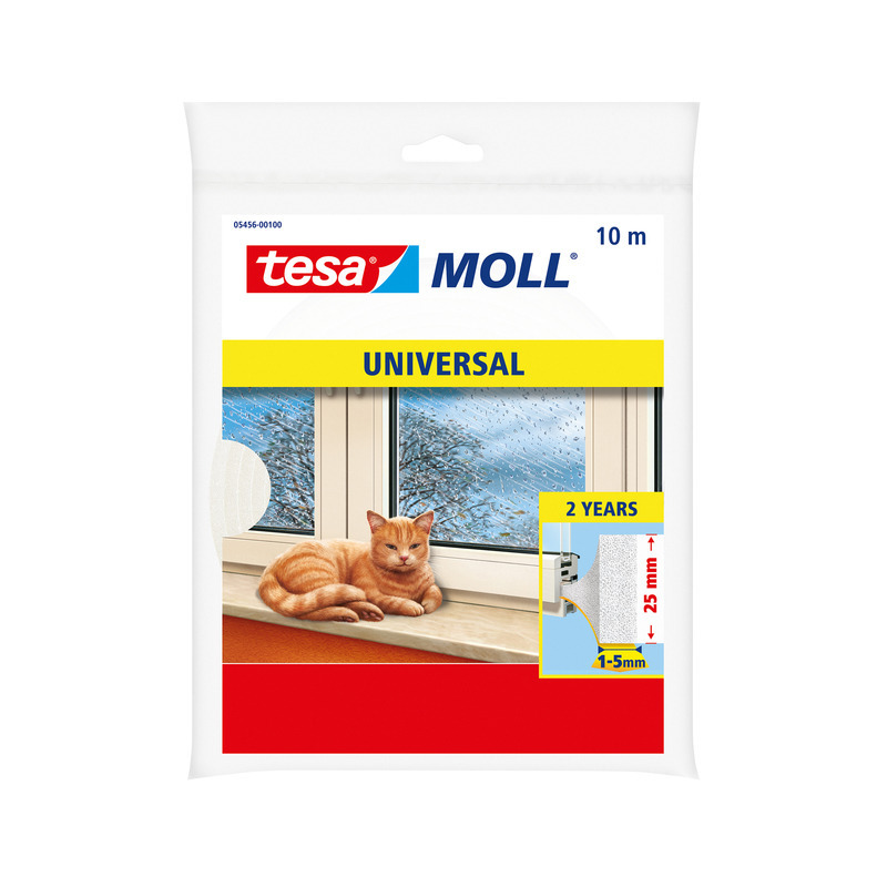 Tesa Tochtstrip - zelfklevend - wit - 10m x 25 mm - Klussen - Huis isolatie