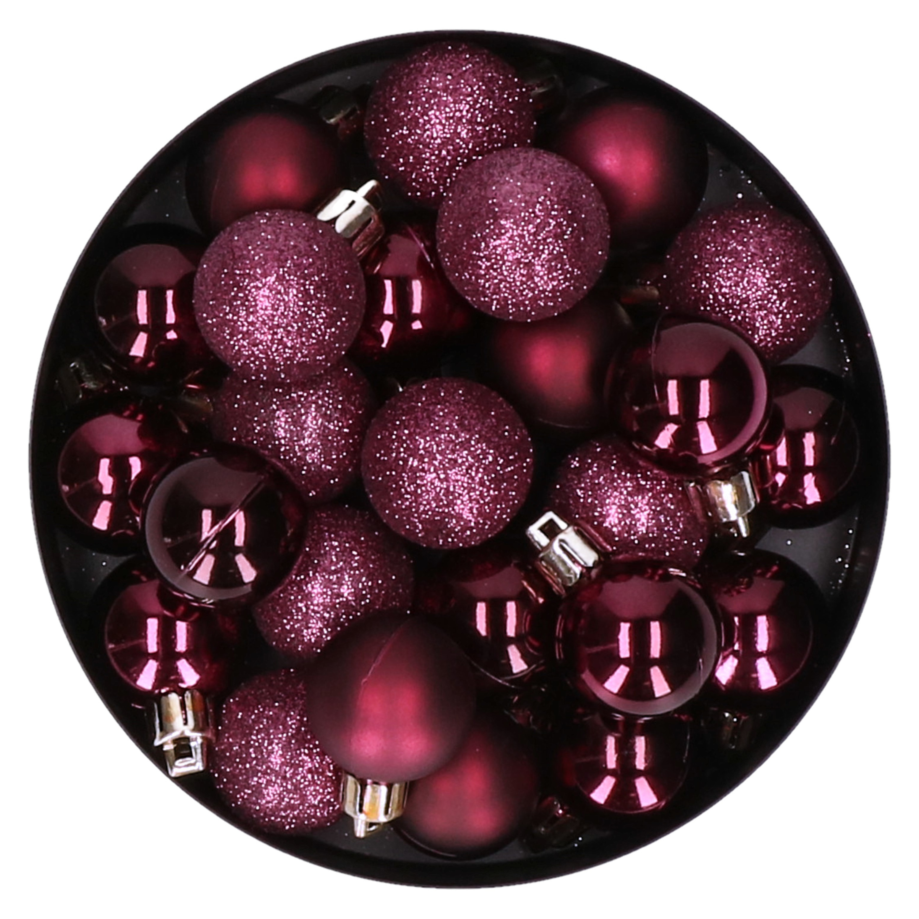 Cosy & Trendy Kerstballen - 20x - aubergine roze - kunststof - mat - glans - glitter - onbreekbaar