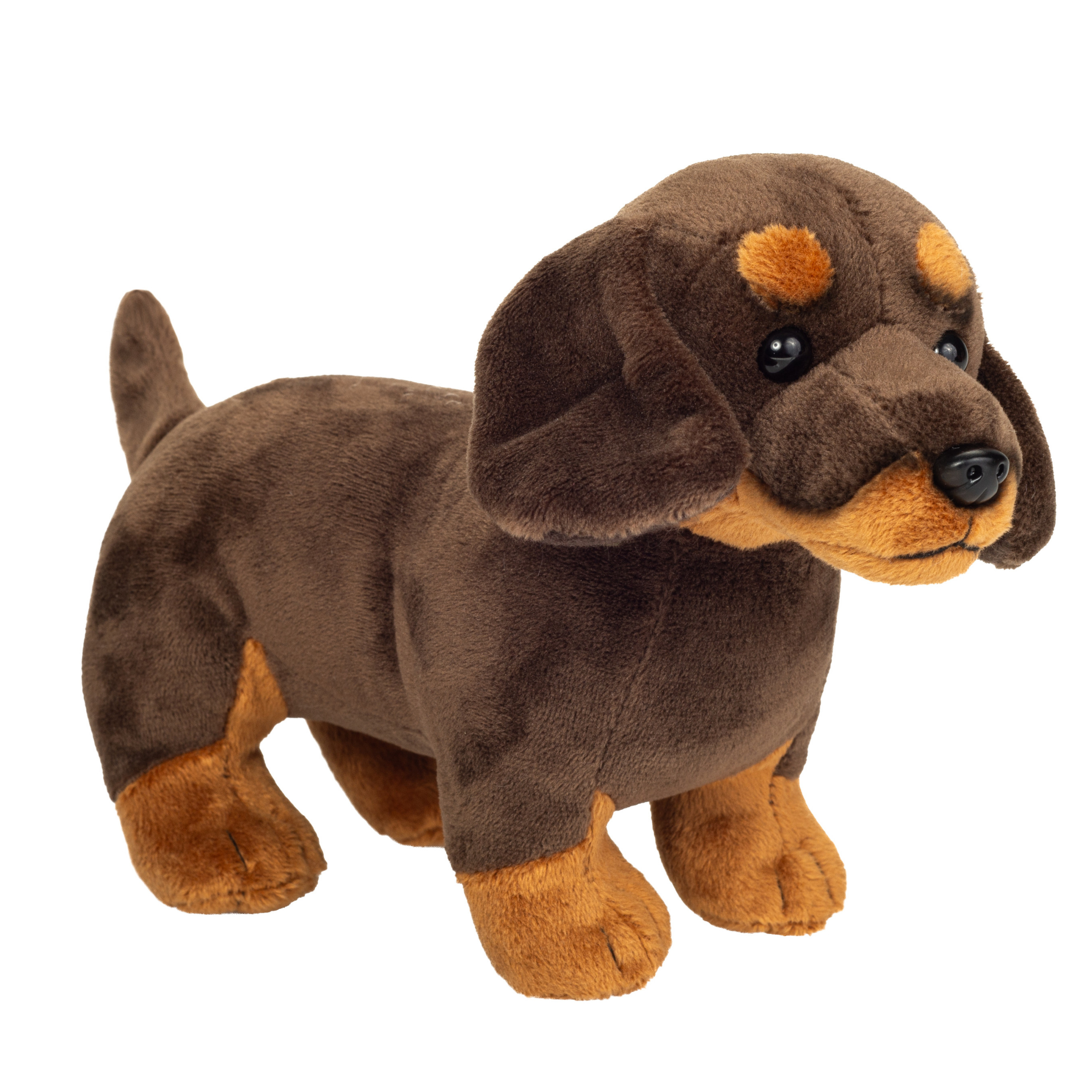 Knuffeldier hond Teckel - zachte pluche stof - premium kwaliteit knuffels - donkerbruin - 21 cm