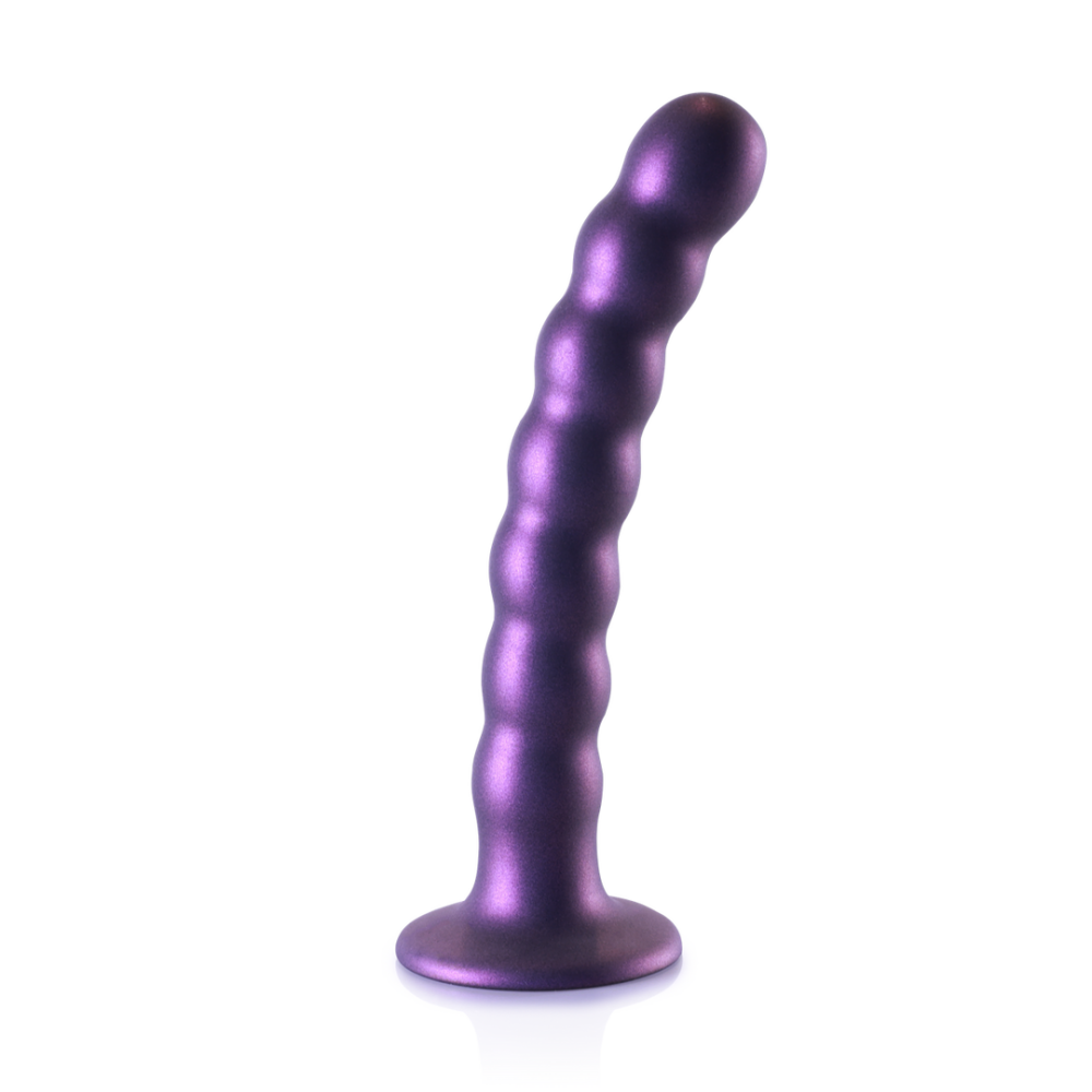 Ouch! by Shots Beaded Silicone G-Spot Dildo - 6,5'' / 16,5 cm - Metallic Paars