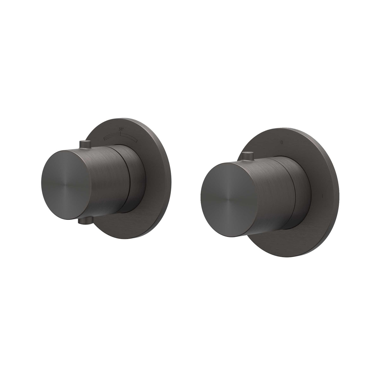 Afbouwdeel IVY Concord Inbouwthermostaat 2-weg Stop-Omstel Symmetry Met Rond Rozet RVS316 Geborsteld Carbon Black PVD IVY