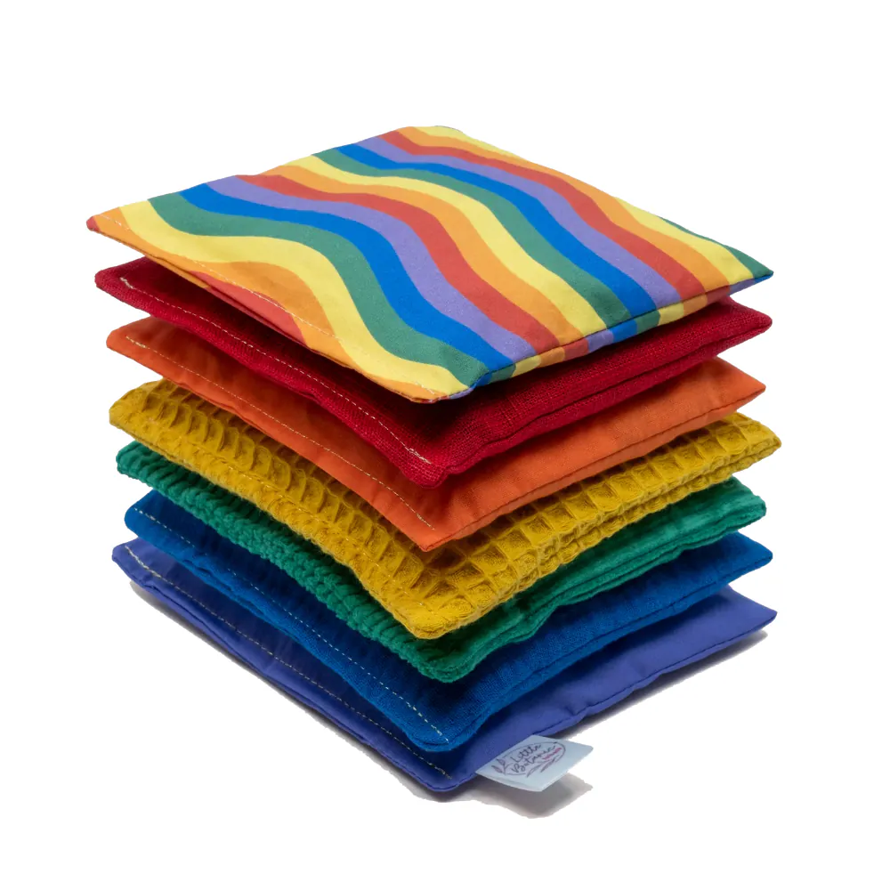 Little Botanic label Sensorische pittenzakjes 7 stuks Regenboog + waves