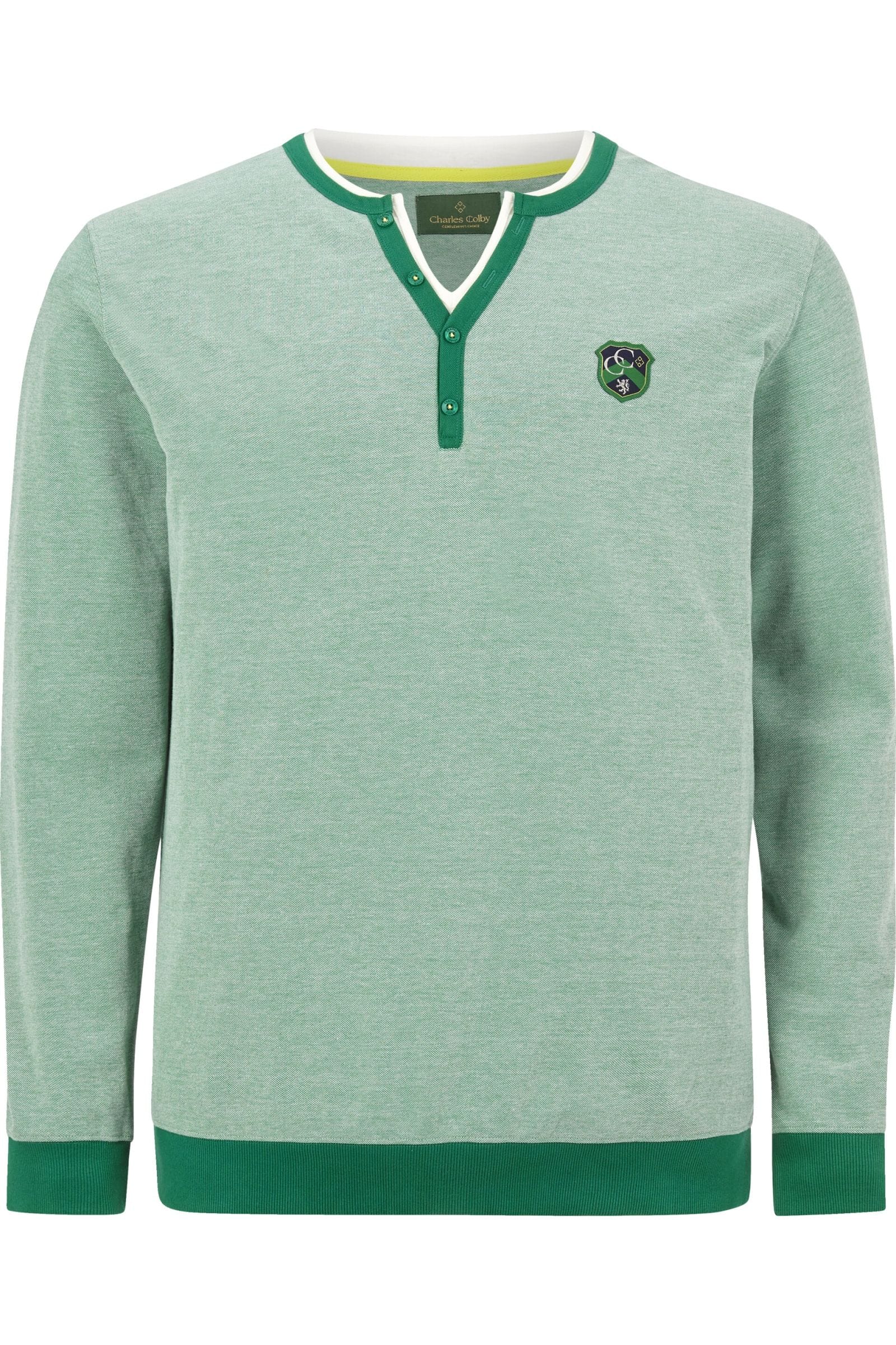 Charles Colby Sweatshirt V-halsgroen, Tweekleurig
