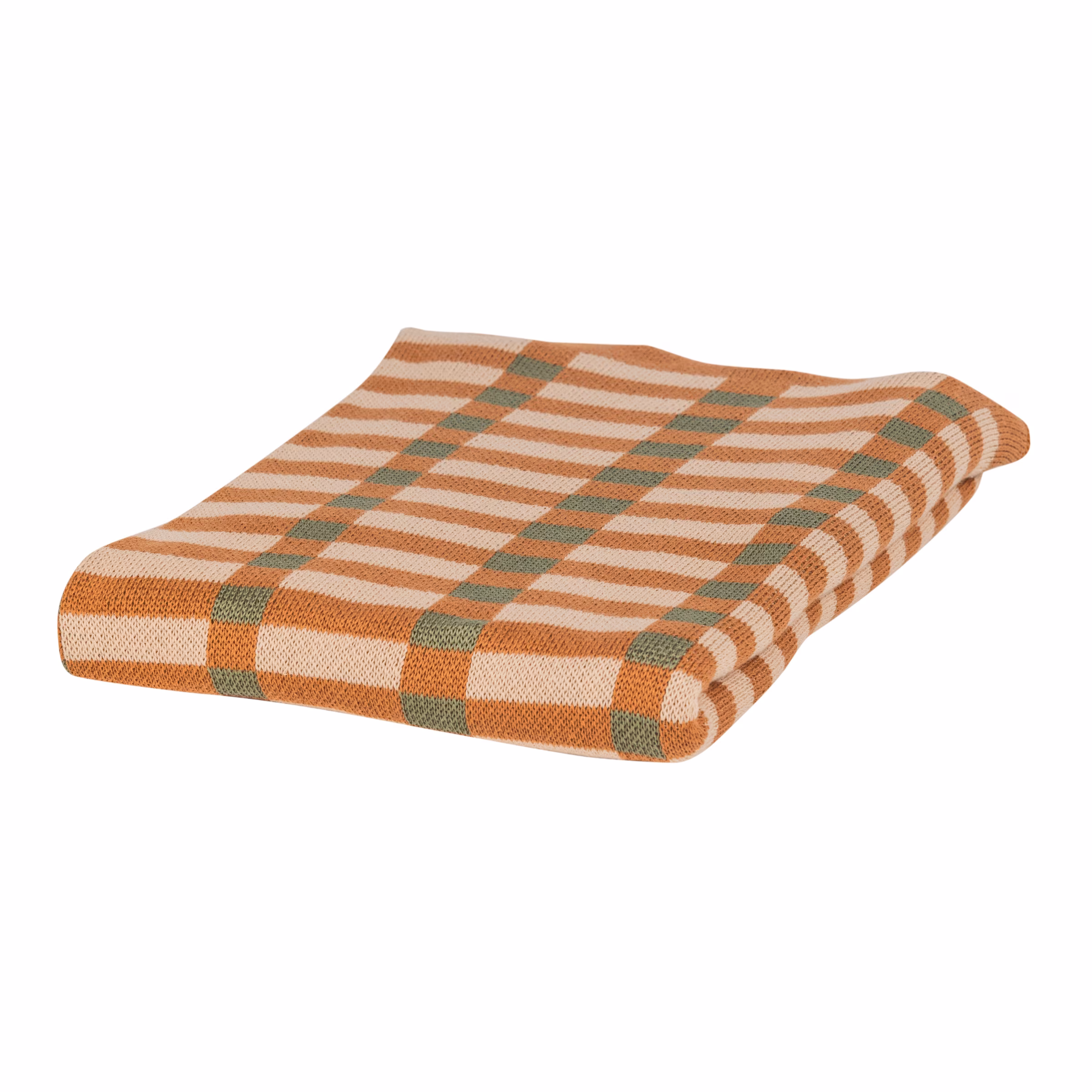 WOOOD Plaid Vola 130 x 170cm - Groen/Oranje