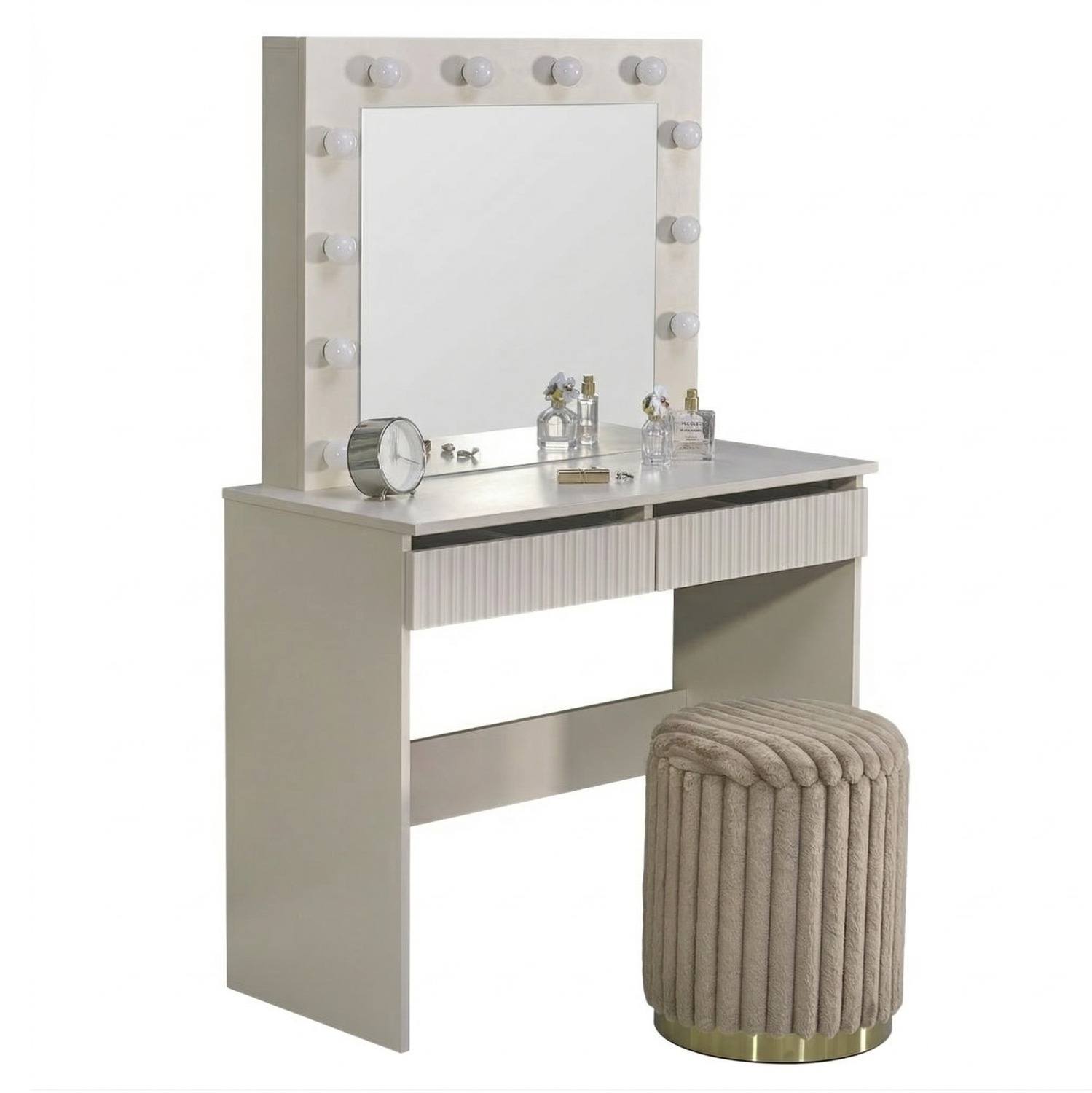 Kaptafel / Make-uptafel Charme taupe 94 cm breed met spiegel en led