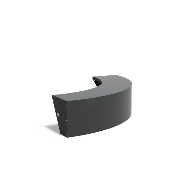 Keerwand + zitrand aluminium 150 x 40 cm buitenbocht