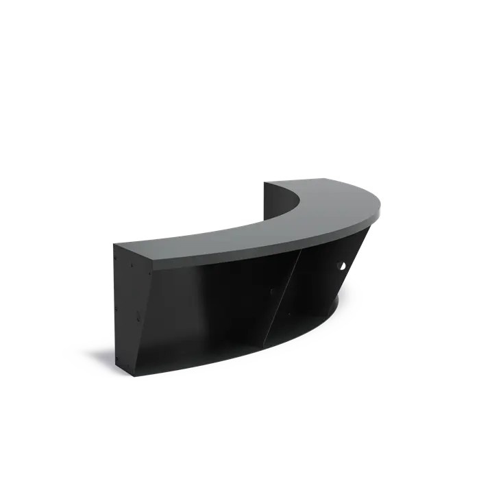 Keerwand + zitrand aluminium 150 x 50 cm binnenbocht