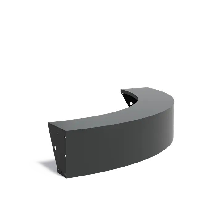 Keerwand + zitrand aluminium 200 x 40 cm buitenbocht