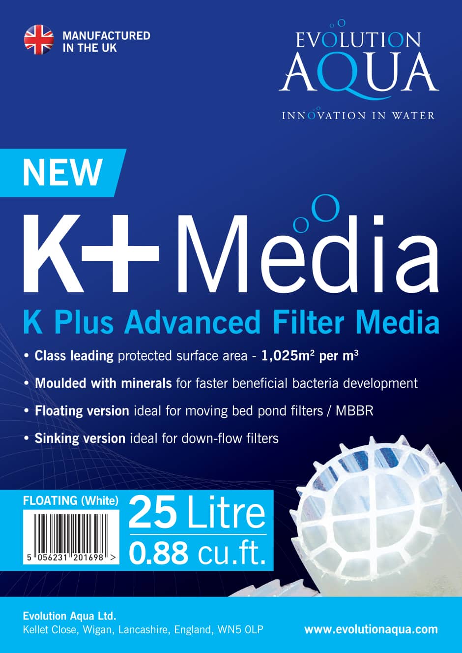 Evolution Aqua K+ Filter Media zwart - 50 liter