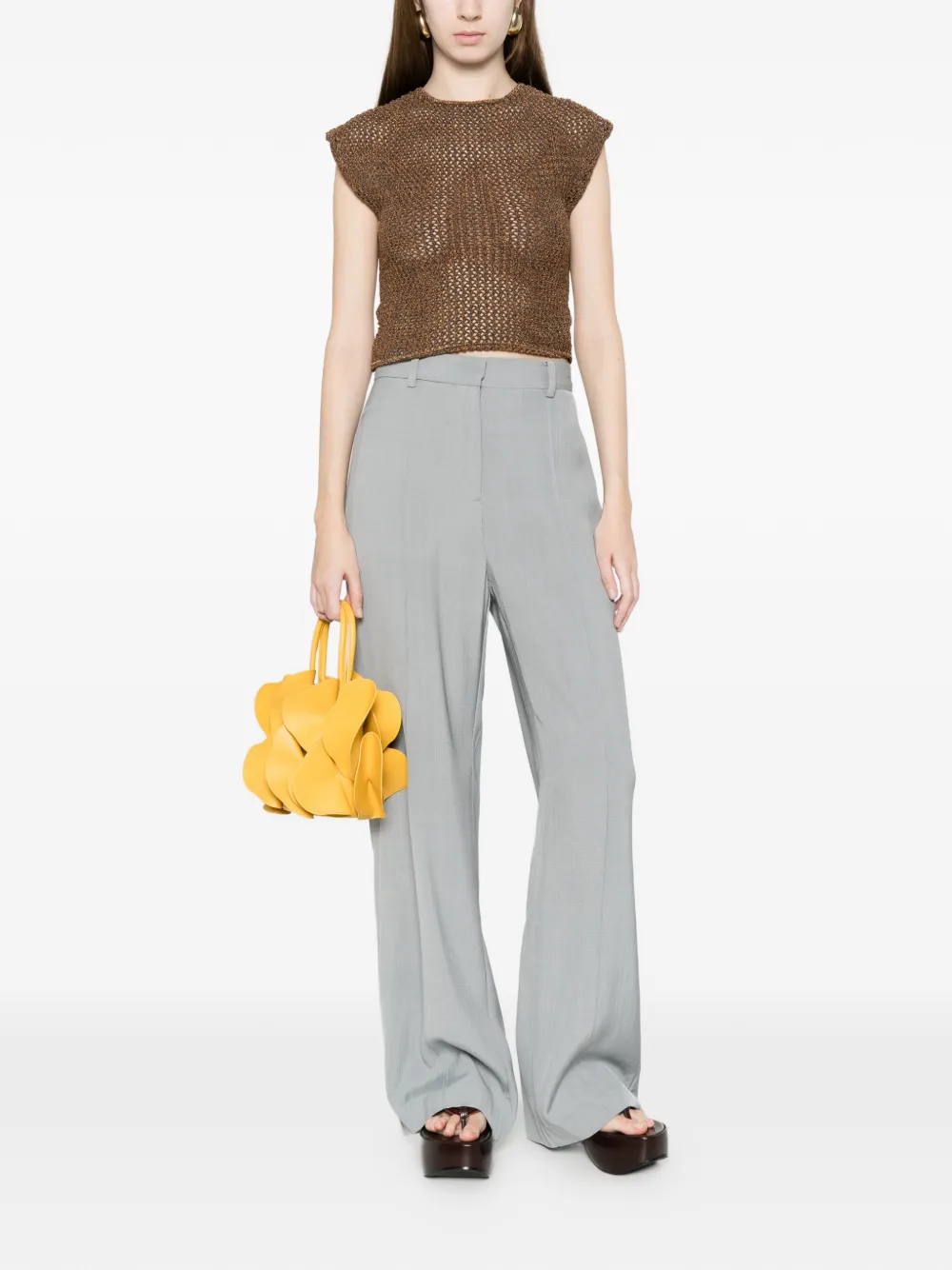 ALPHA STUDIO Opengebreide top - Bruin