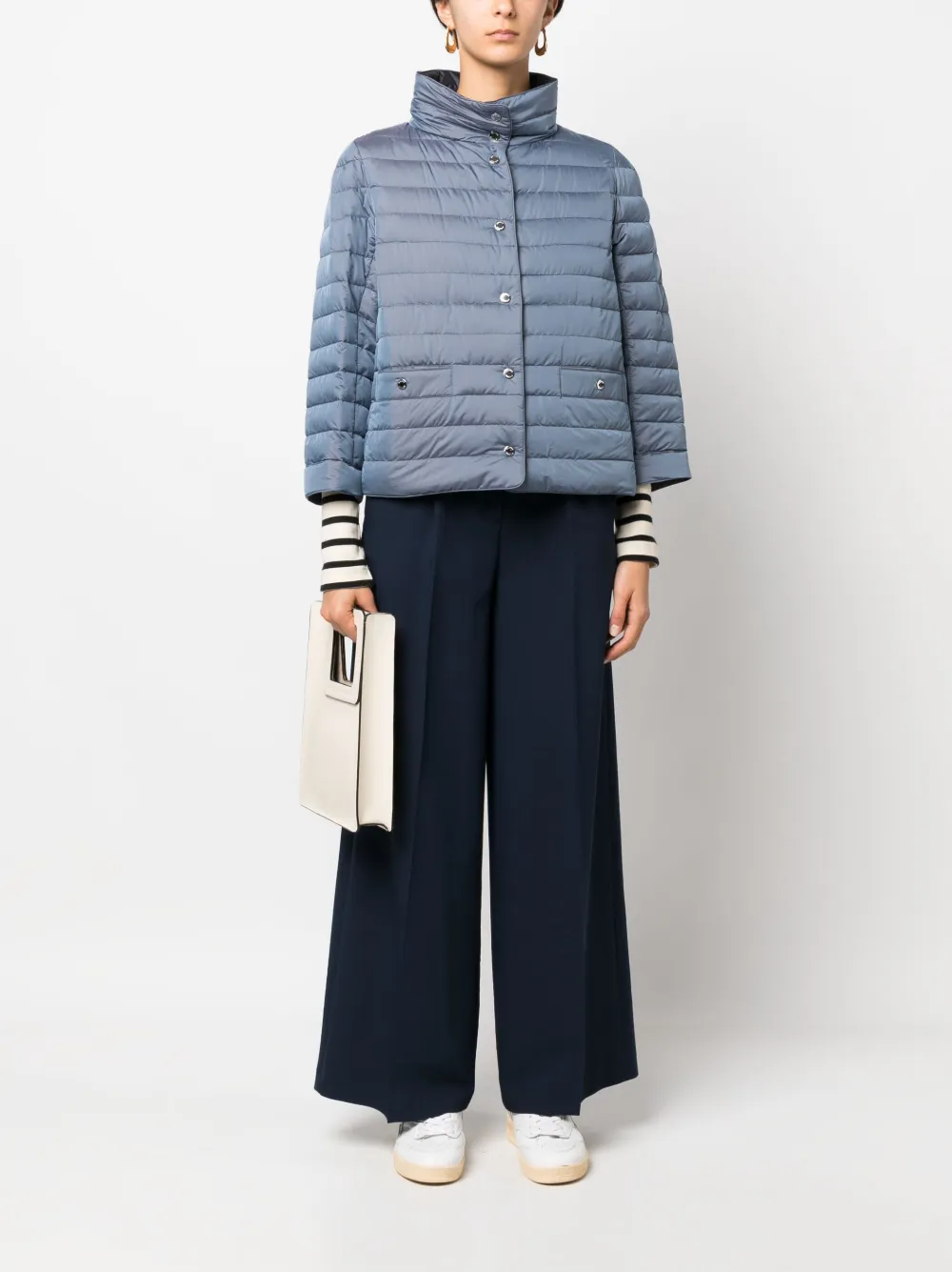 Moorer Cindy gewatteerd jack met hoge kraag - Blauw