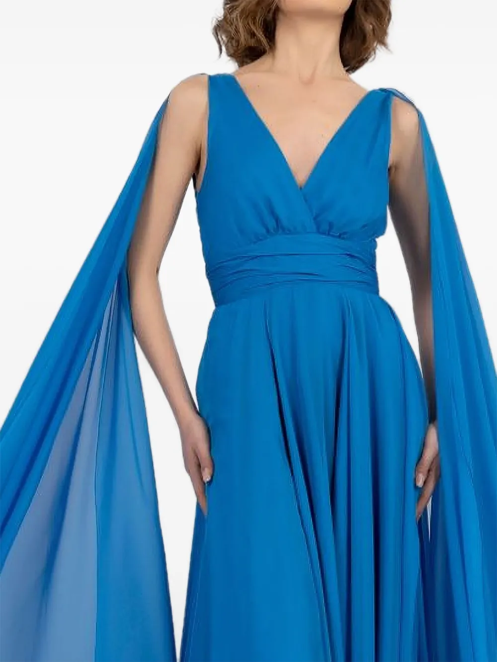 ALESSANDRO LEGORA Maxi-jurk met overslag en V-hals - Blauw