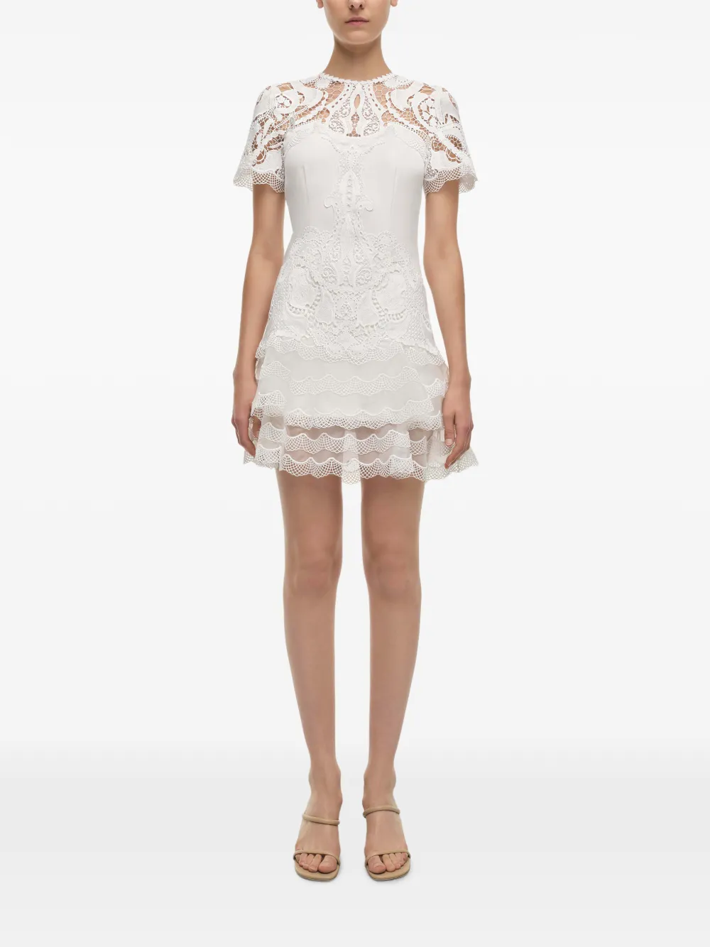 Simkhai Signature mini-jurk met paisley-print en kantdetail - Wit