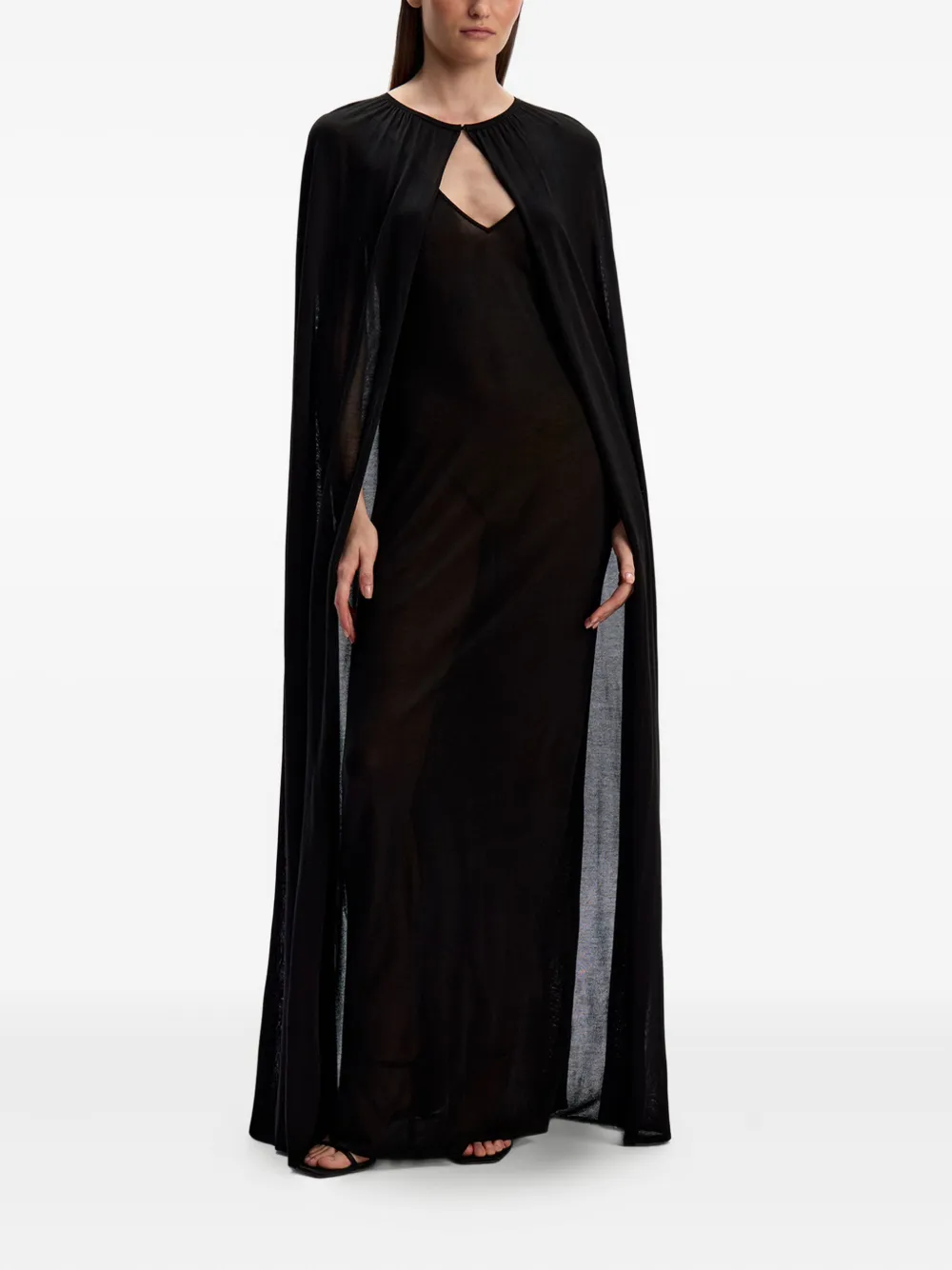 12 STOREEZ Onderjurk met cape - Zwart