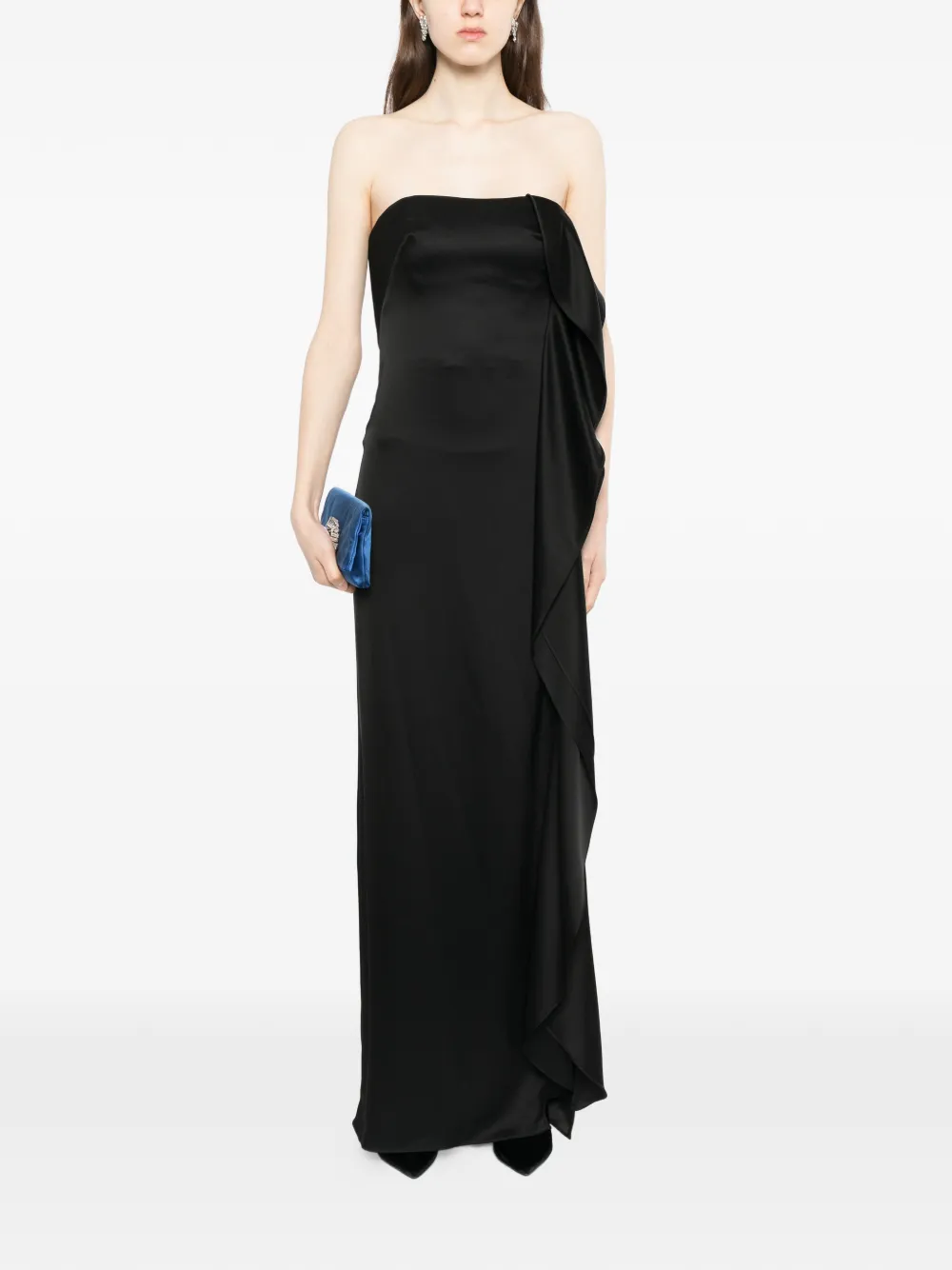 Amsale Cascade maxi-jurk - Zwart