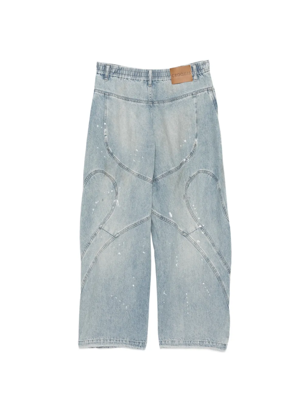 CROQUIS Jeans met toelopende pijpen en vuil-design - Blauw