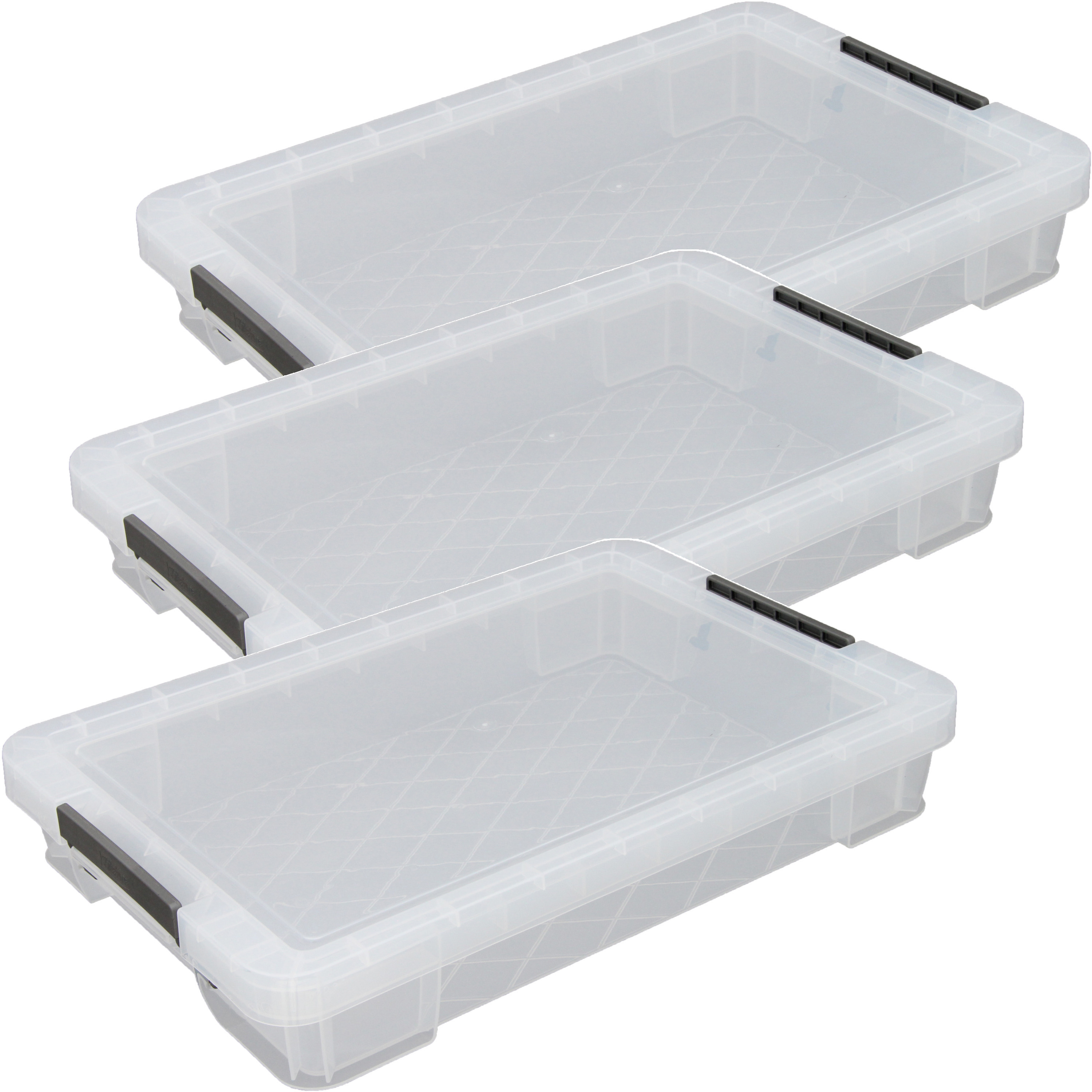Whitefurze Opbergbox - 3x - 12 liter - Transparant - 55 x 36 x 9 cm