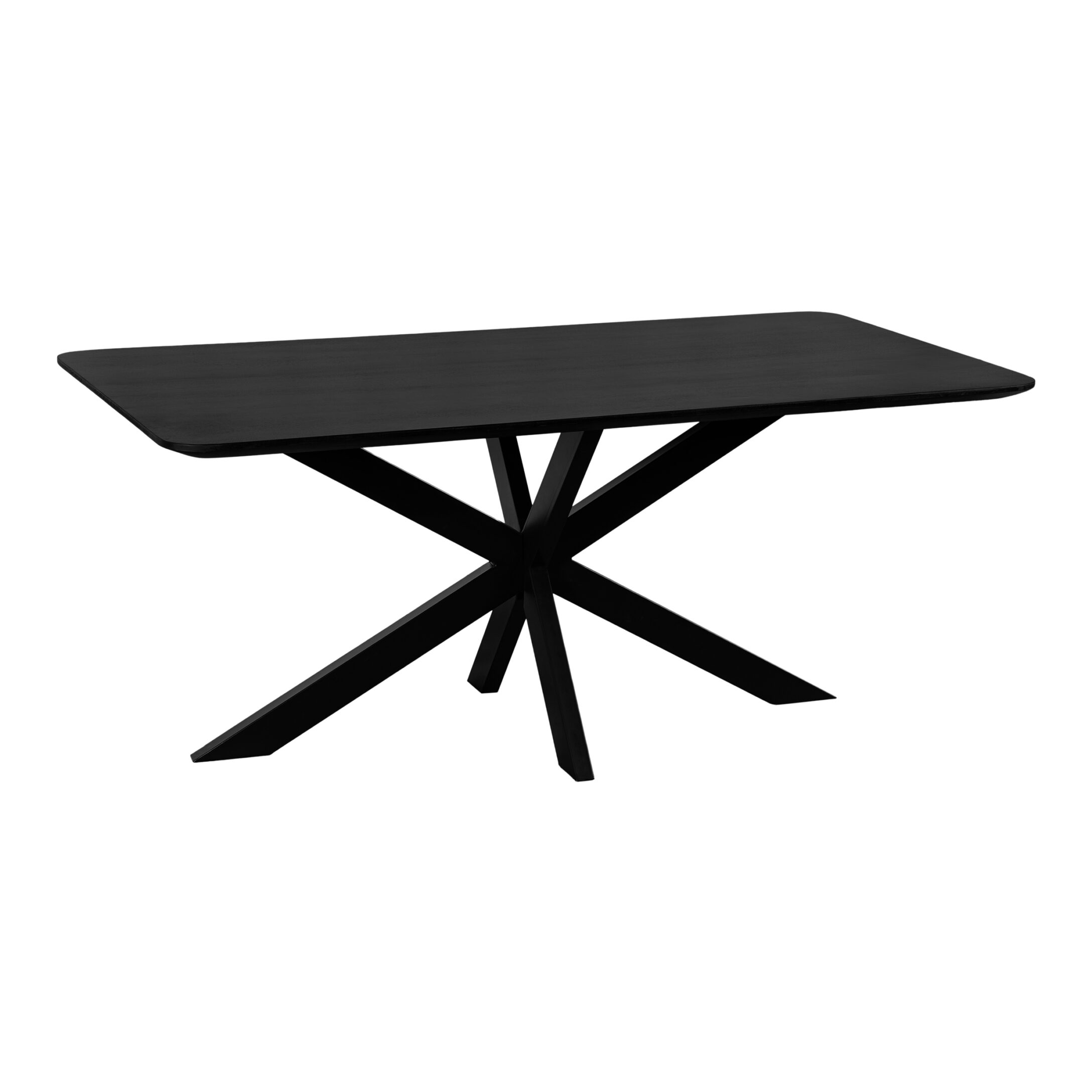 QUVIO Eettafel Sofia - Rechthoekig - Stalen kruispoot - FSC®-gecertificeerd mangohout - 180x90 cm - Zwart