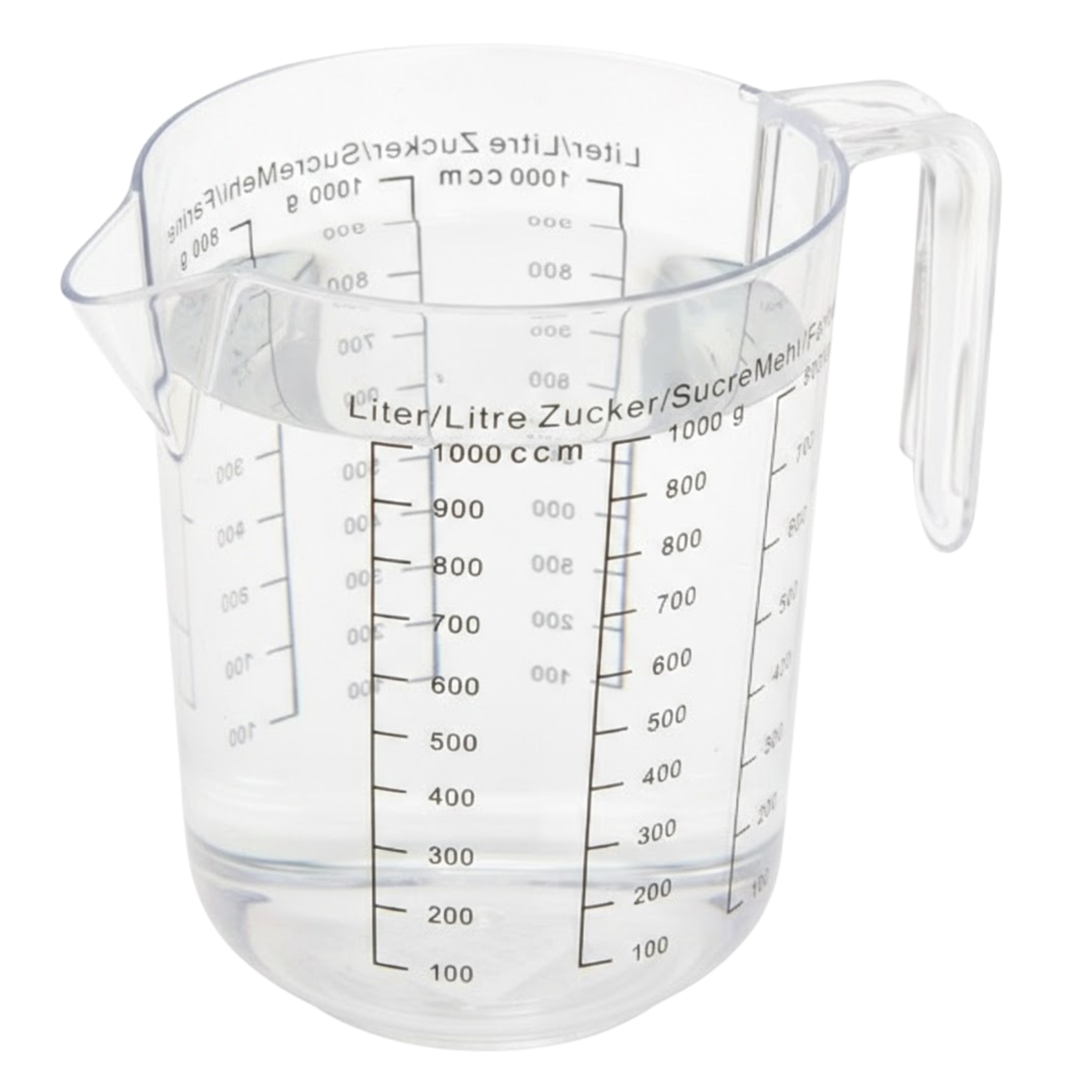 Maatbeker - 1 liter - transparant - kunststof - 13 x 15 cm
