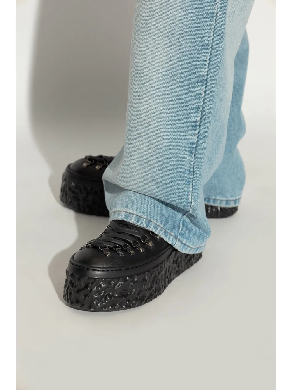 AGL Leren veterlaarzen - Zwart