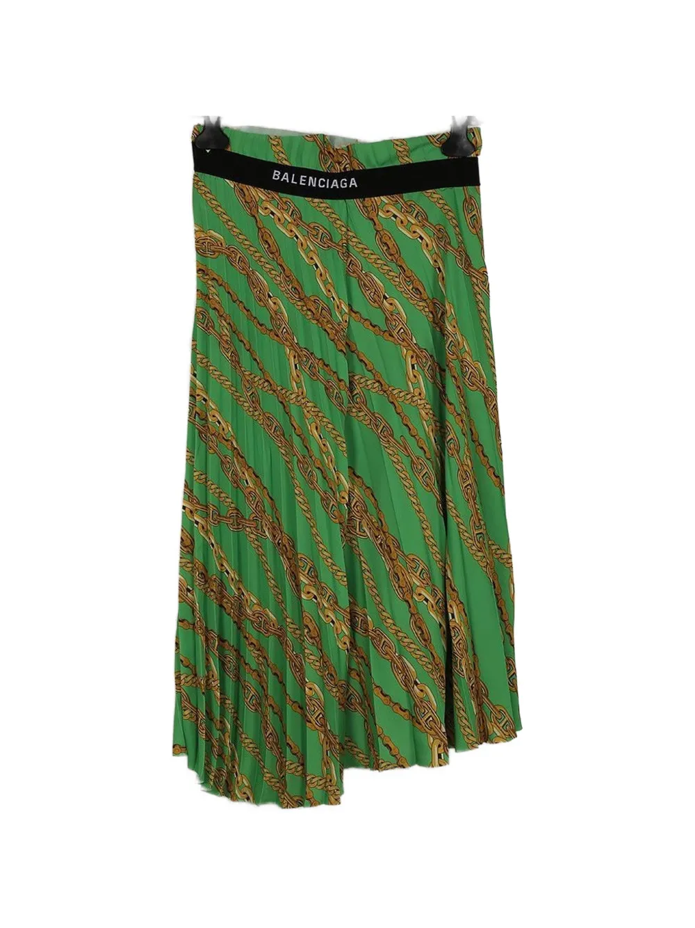 Balenciaga Pre-Owned pleated chains-print midi skirt - Groen