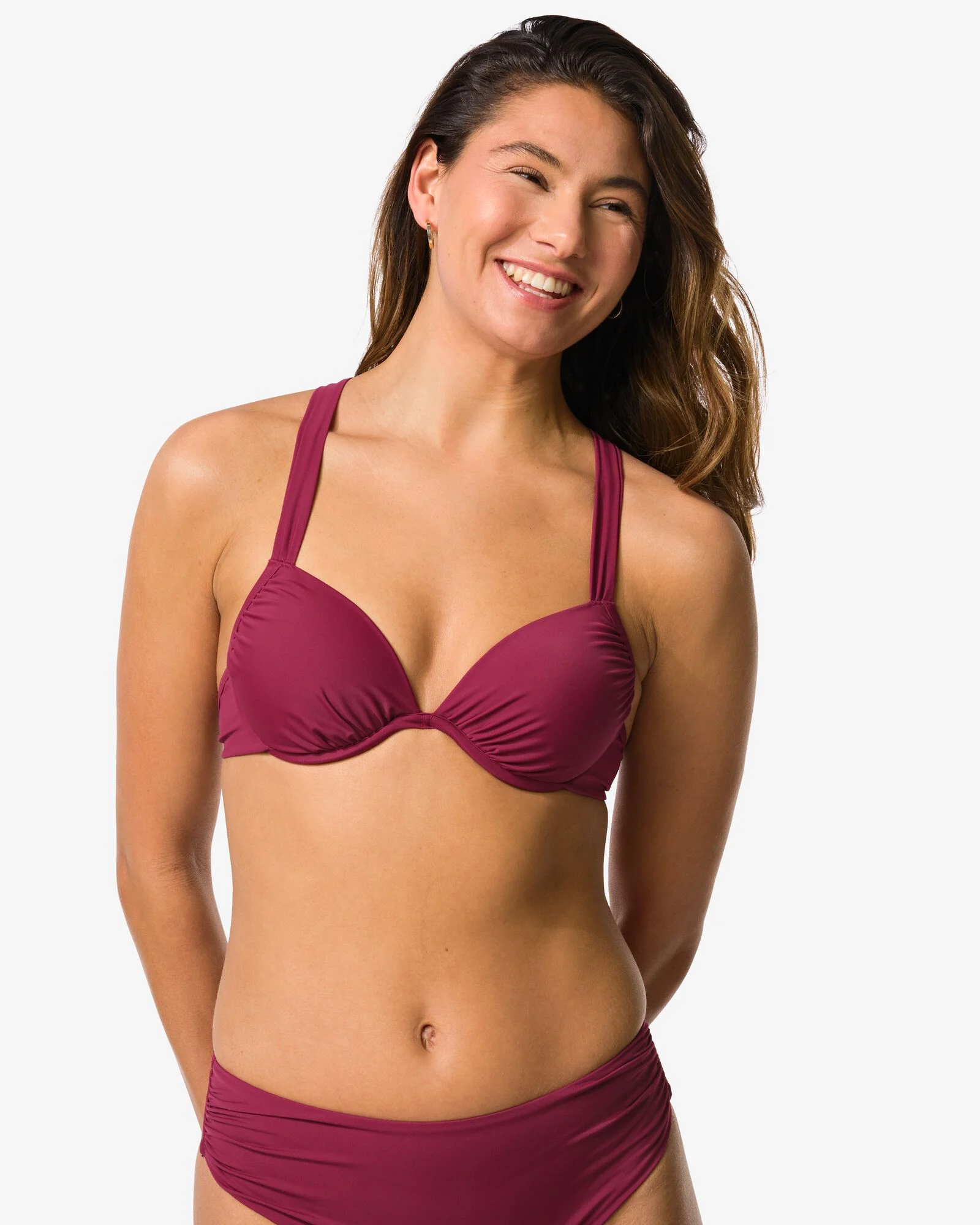 HEMA HEMA Damesbikinitop Isa Push-up Polyamide Donkerrood (donkerrood)