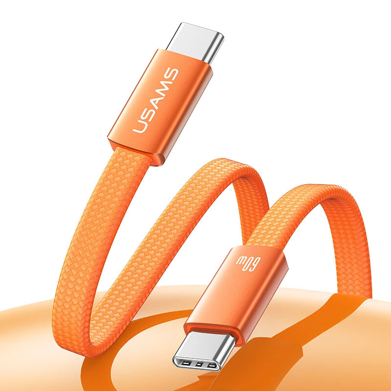 USAMS SJ783 U96 3A 60W Type-C naar Type-C-kabel PD QC FCP AFC Snelle Oplaad-gegevensoverdracht Koper Kernlijn 1,2M Lang