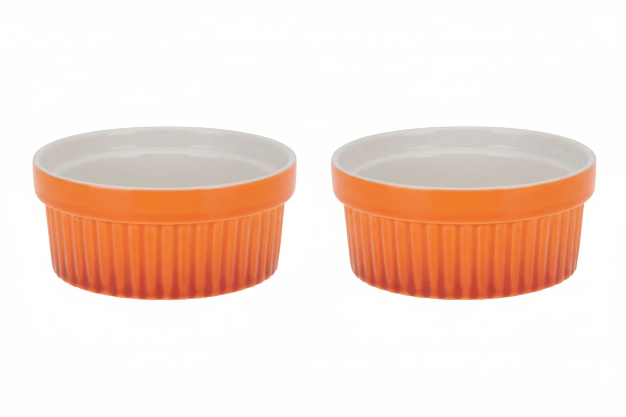Cookinglife Ramekins / Soufflébakje / Creme Brulee Schaaltjes - Oranje - Porselein - ø 11cm - 2 Stuks