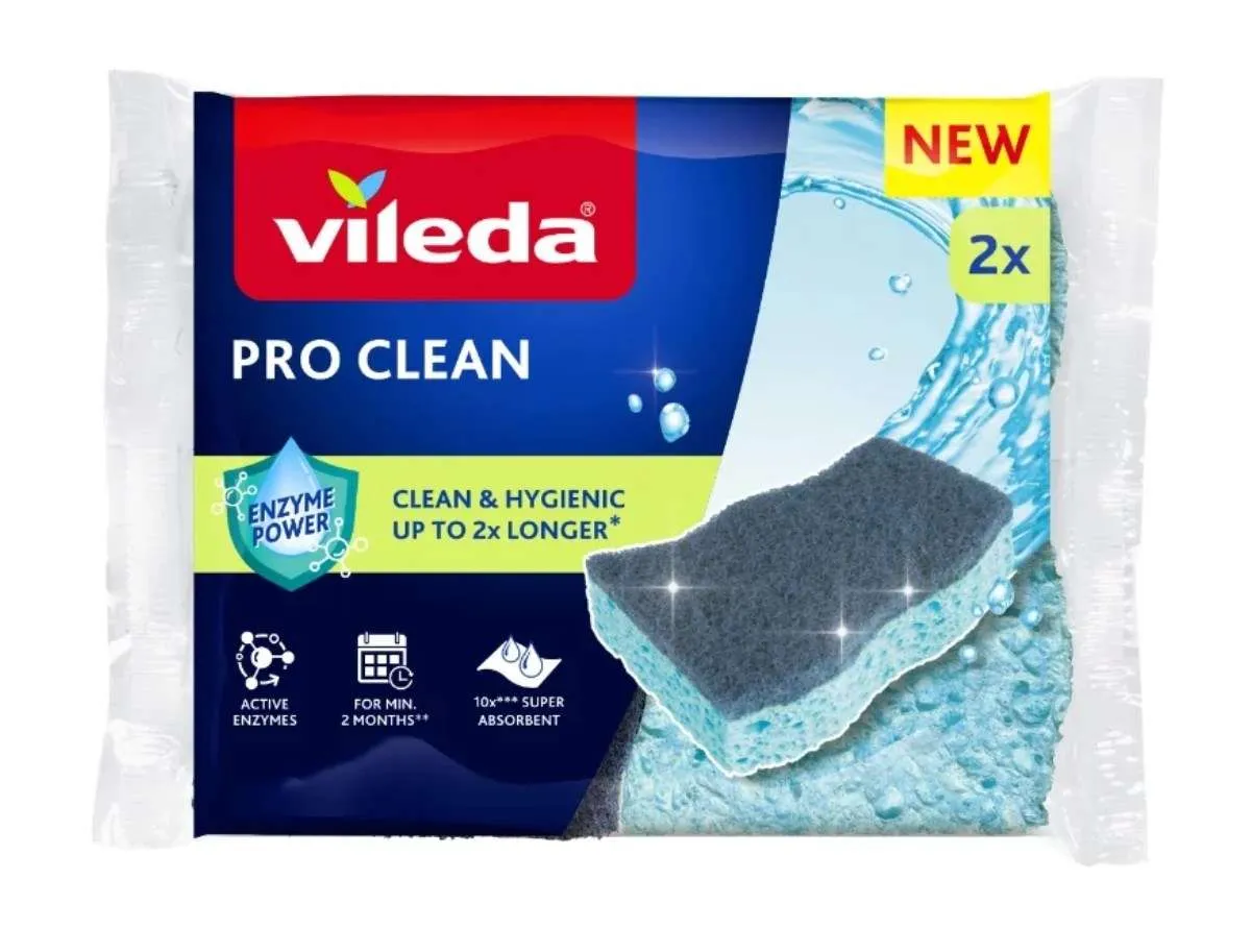 Viscose schuurspons met enzymen Vileda Pro Clean 2 stuks.
