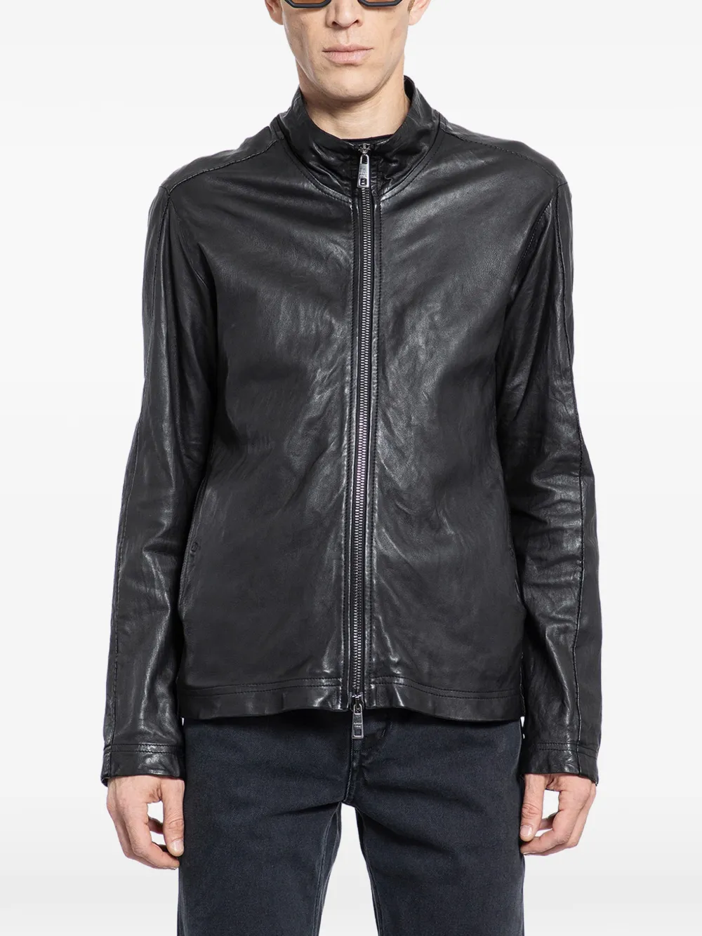 Giorgio Brato Begetable Tanned biker jacket - Zwart