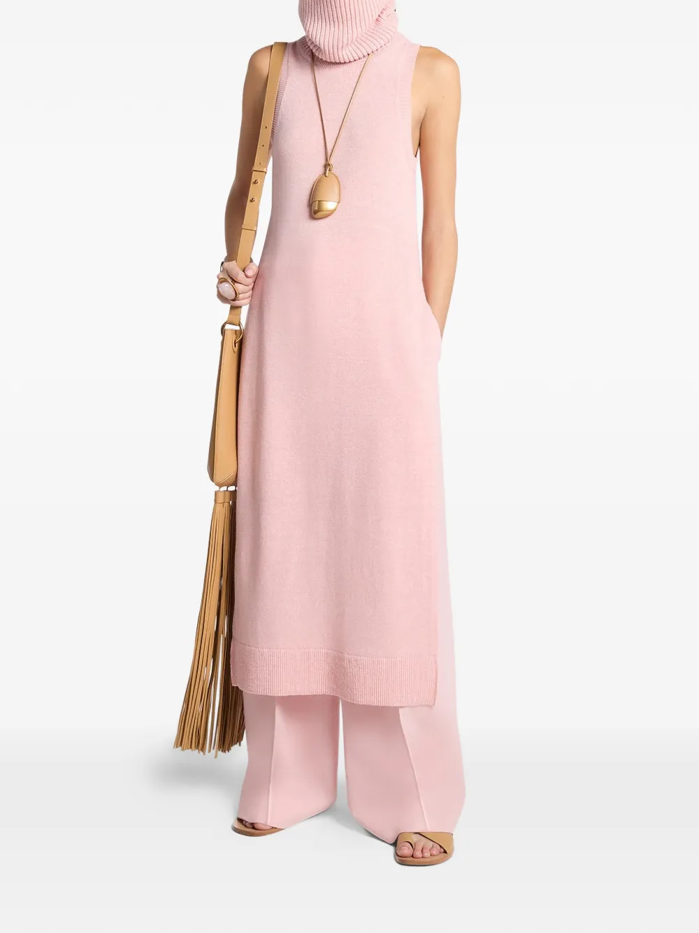 Michael Kors Collection cashmere and linen turtleneck tunic - Roze