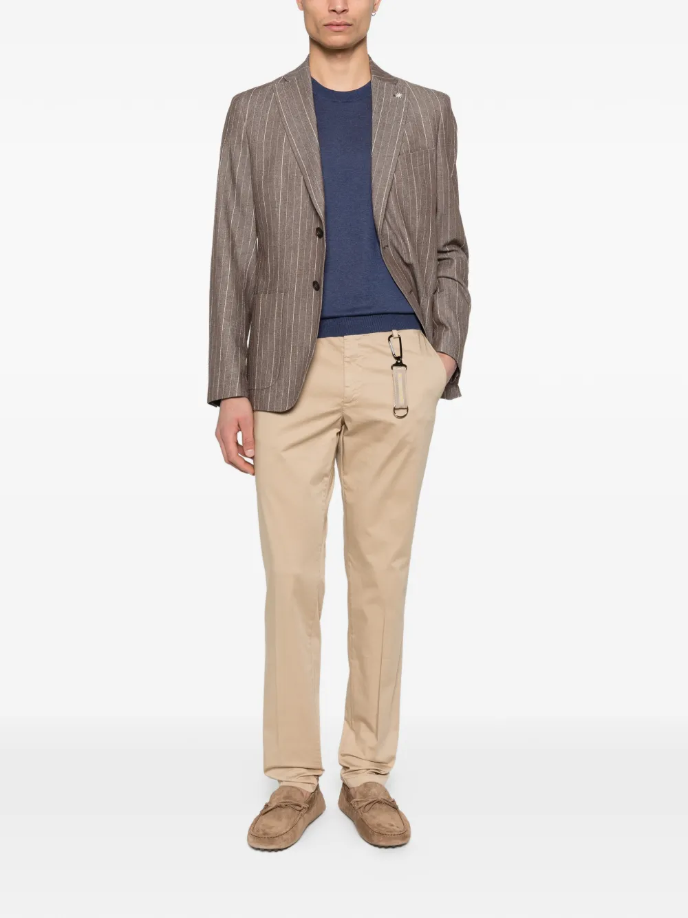 Manuel Ritz Skinny broek met riemlussen - Beige