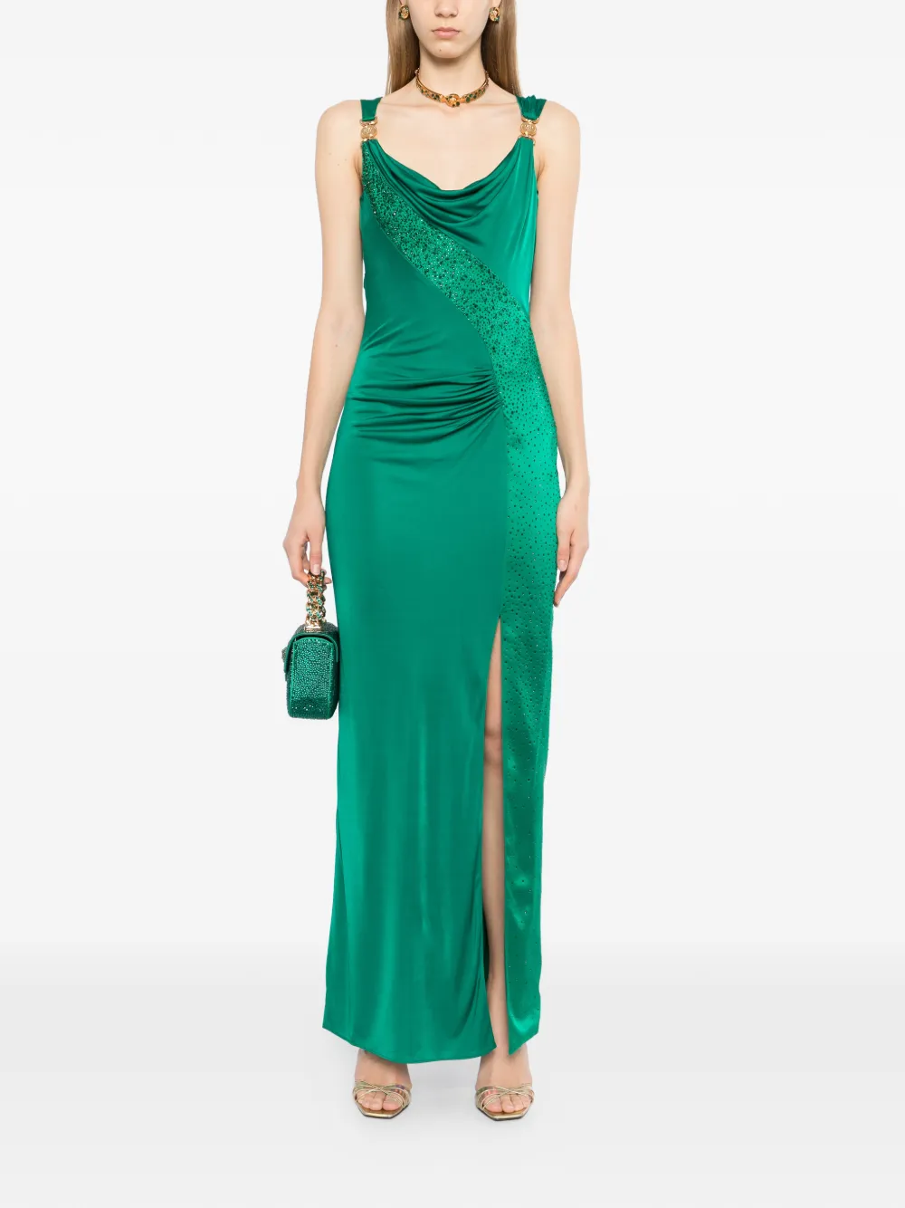 Versace crystal-embellished maxi dress - Groen