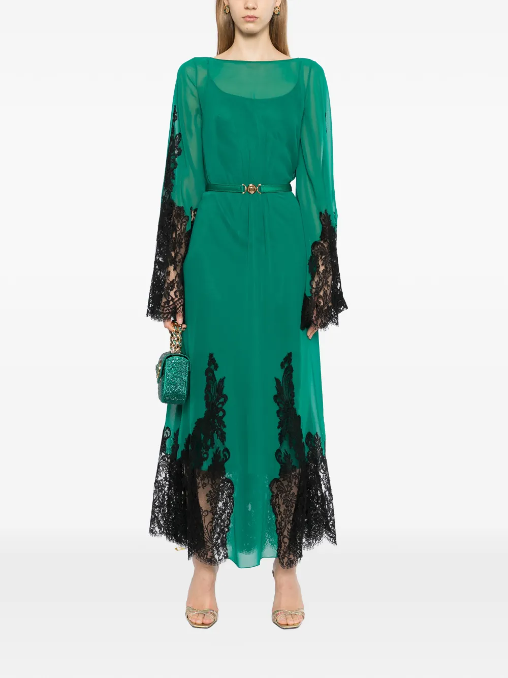 Versace georgette maxi dress - Groen