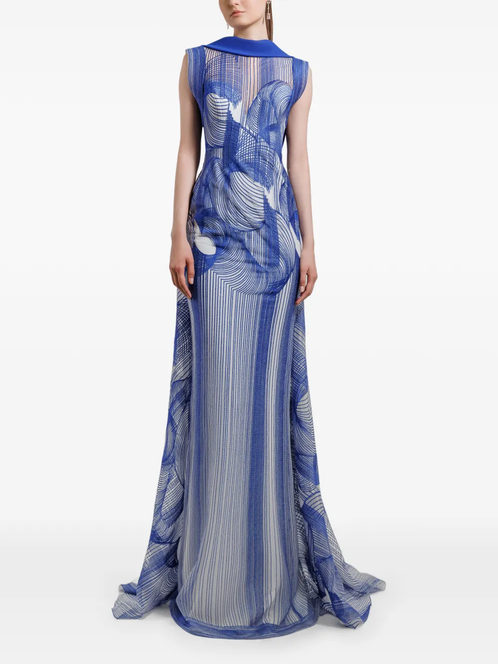 Gemy Maalouf Maxi-jurk met borduurwerk - Blauw