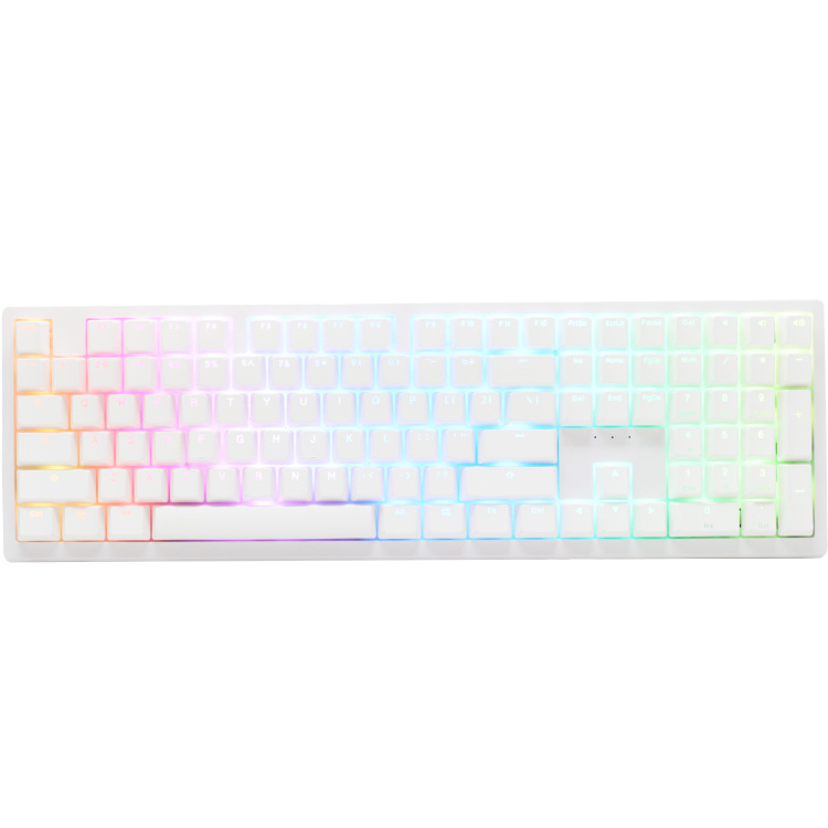 Ducky zero 6108 pure white, gaming toetsenbord (wit, us lay-out, cherry mx2a speed silver, rgb leds, double-shot pbt, hot swap, 2.4ghz | bluetooth | usb-c)