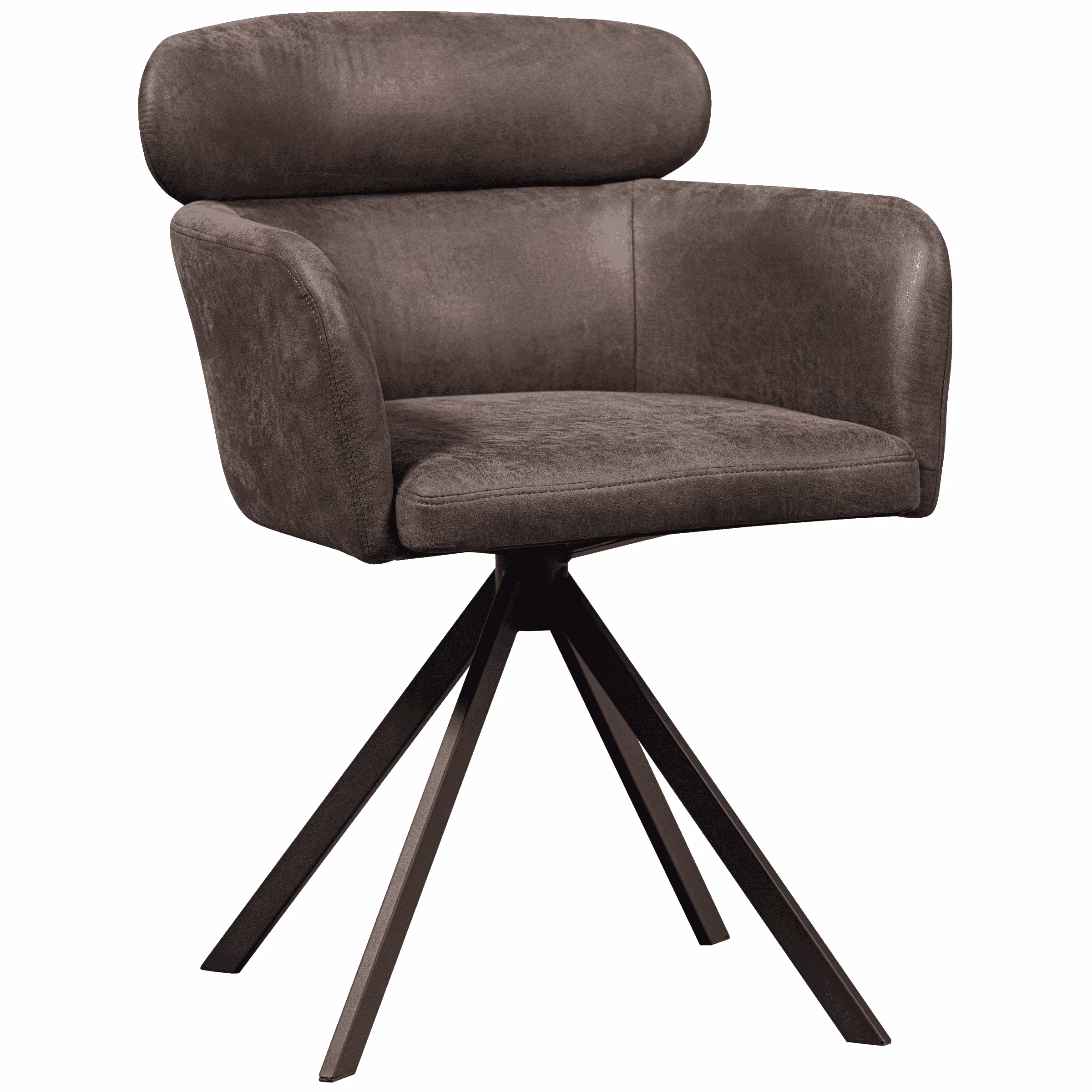 WOOOD Draaibare Eetkamerstoel 'Fenne' Lederlook, kleur Zwart/Grijs