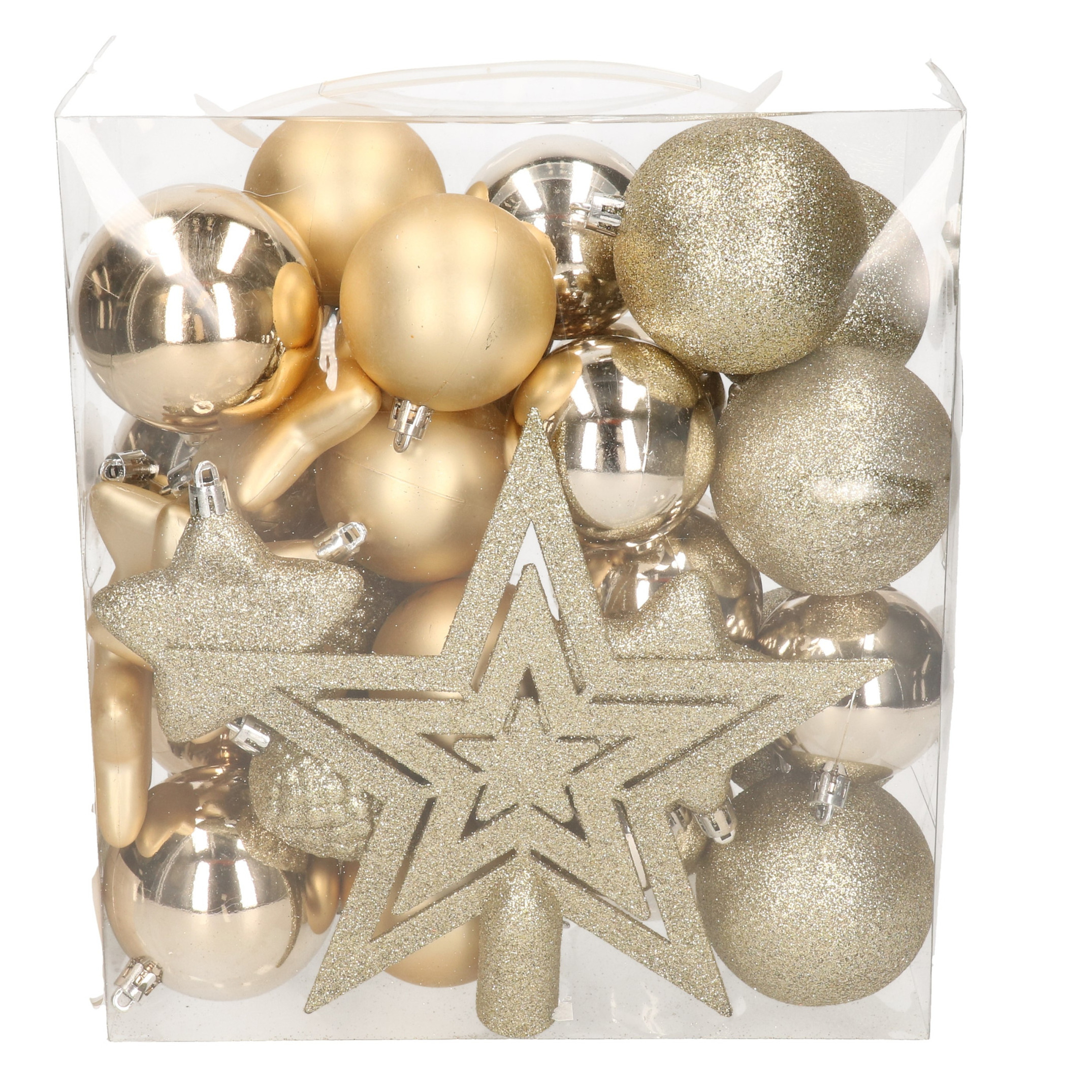 House of Seasons Kerstballen - 39x - champagne - piek en ornamenten -
