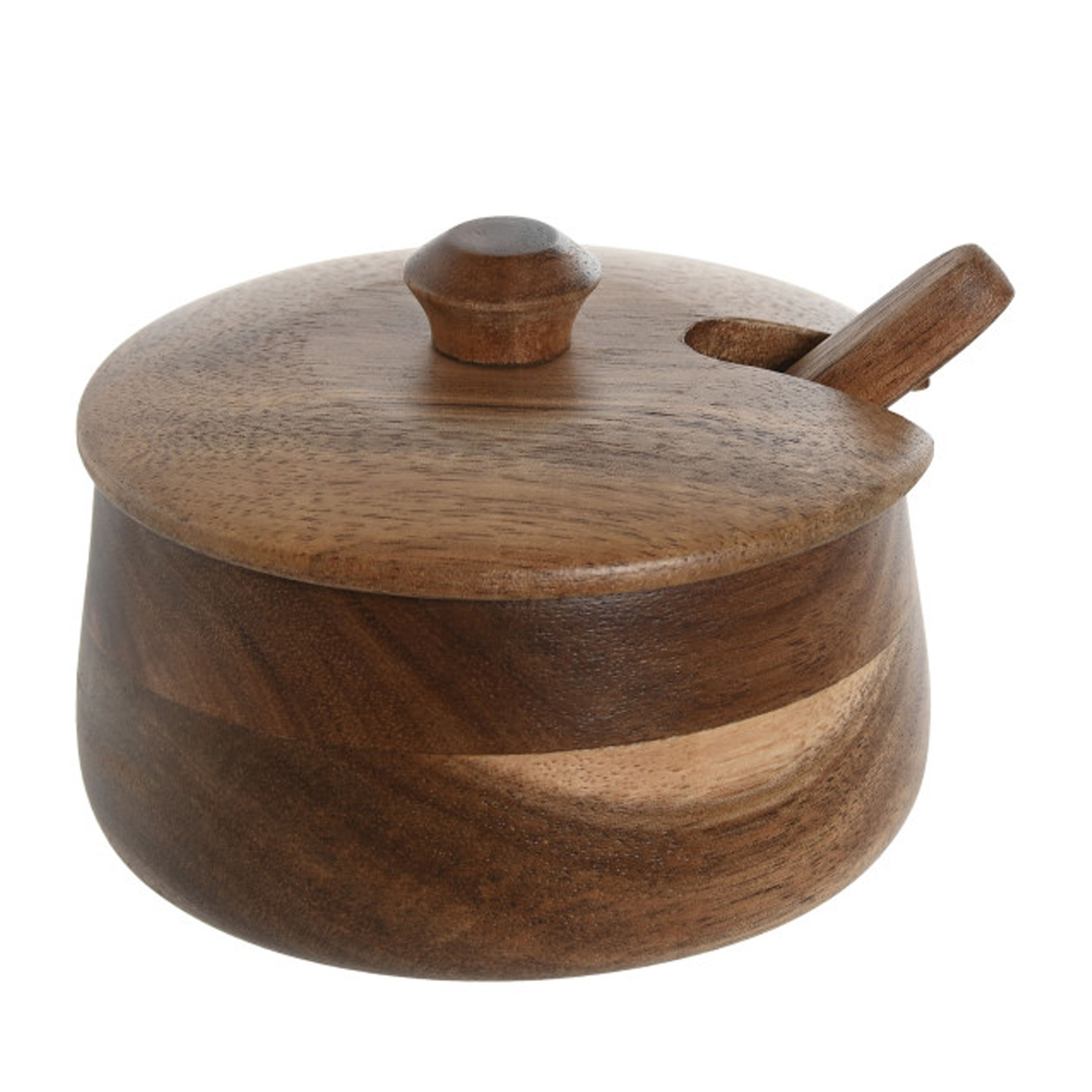 Items Luxe Suikerpot - Acacia hout - bruin - 10 x 8 cm - dispenser -