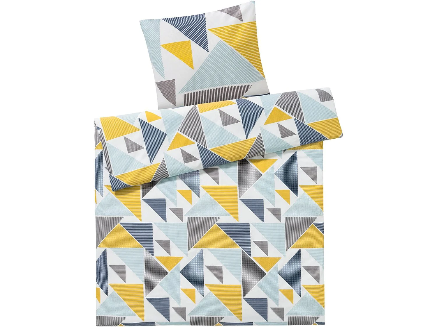 meradiso Draaibaar dekbedovertrek 140 x 200 cm (Geel/grijs/blauw/wit)