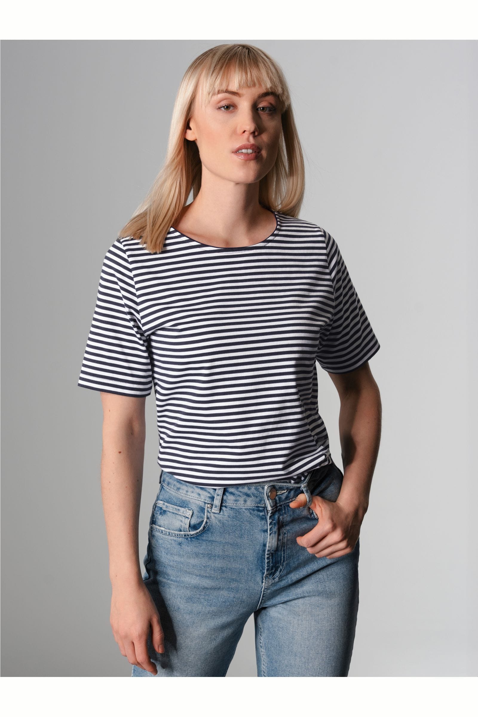 TRIGEMA Dames T-shirt donkerblauw, Bedrukt