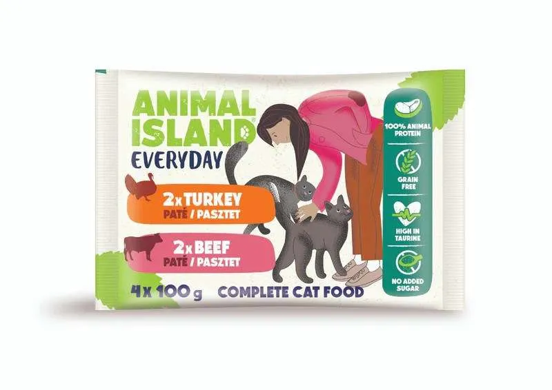 ANIMAL ISLAND Pate Beef / Turkey - nat kattenvoer - 4x100g
