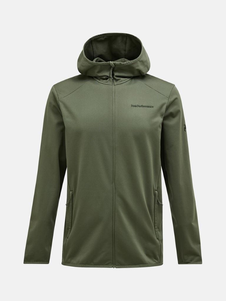 Peak Performance Light Zip Hood Fleece Heren Pine Needle M