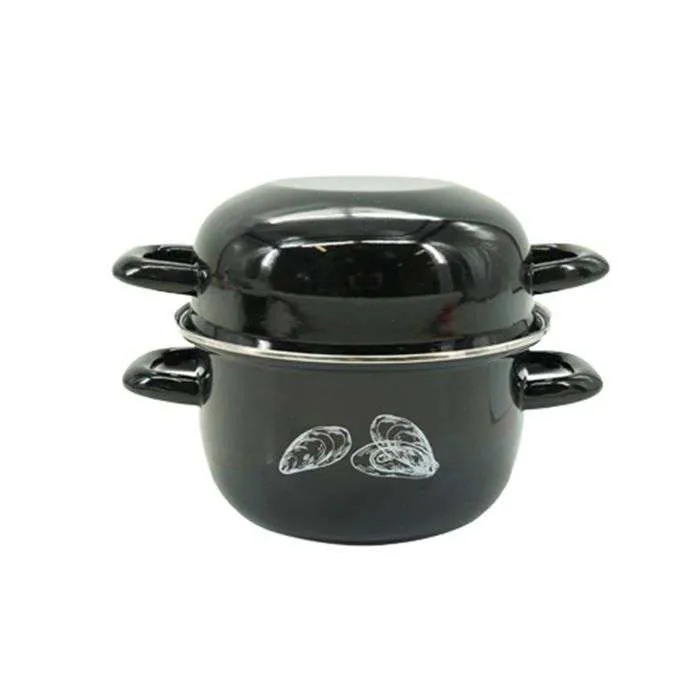 Geëmailleerde mosselpan - Geschikt voor alle kookplaten, inclusief inductie - FACKELMANN - 20,5 x 26 x 17,5 cm - Zwart