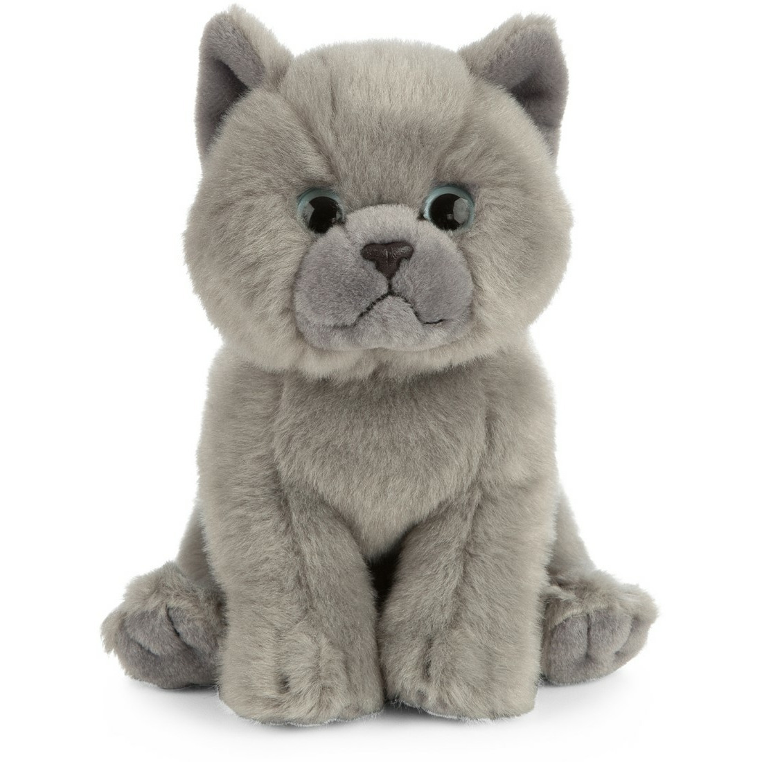 Living Nature Kat knuffel - Britse korthaar - grijs - pluche - 16 cm - poes knuffeldier