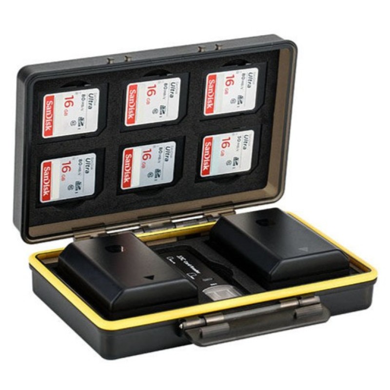 JJC BC-3SD6 multifunctionele batterij case met ruimte voor 6 SD-kaarten en cardreader