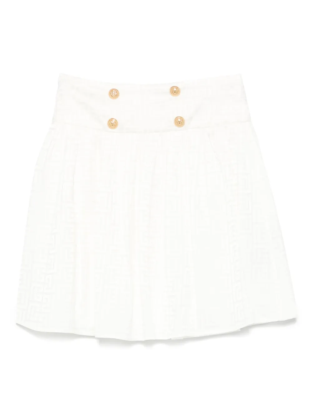 Balmain Kids jupe à logo en jacquard - Blanc